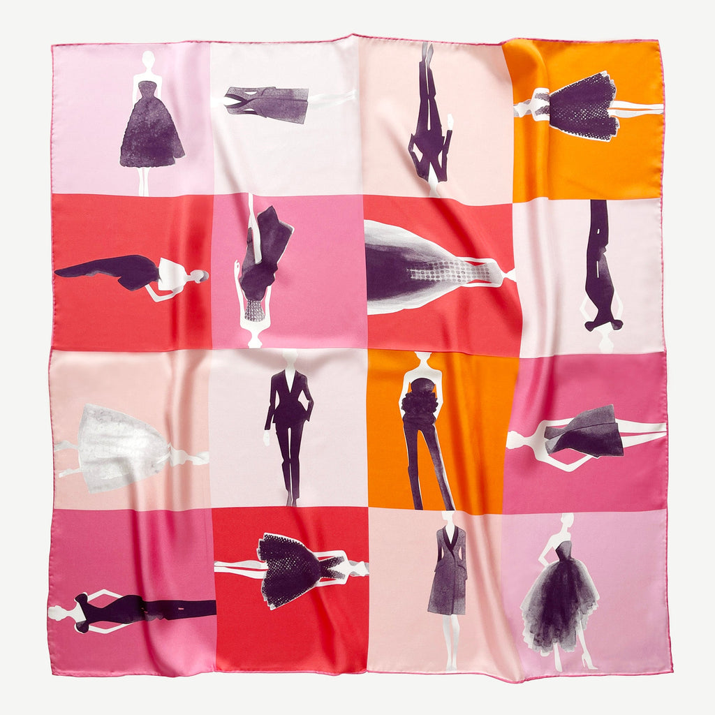 Pink Lady Large Silk Scarf - 90cm Hand-rolled Women's Head Scarf