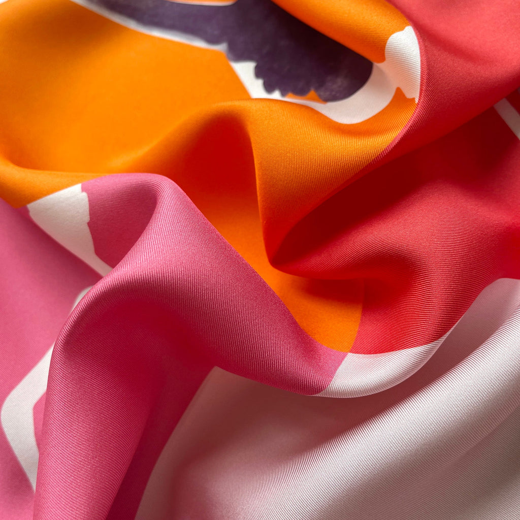 Pink Lady Large Silk Scarf - 90cm Hand-rolled Women's Head Scarf