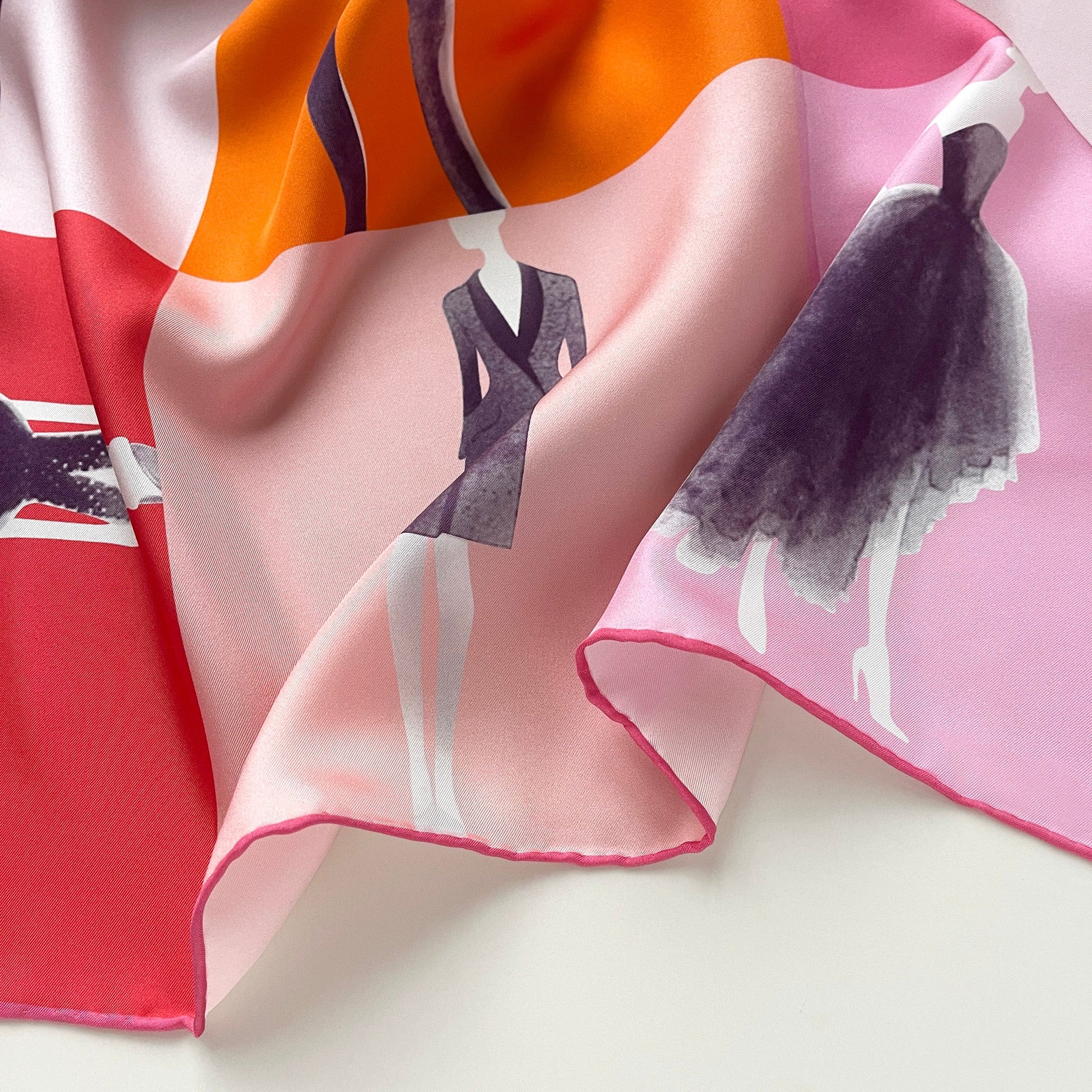 Pink Lady Large Silk Scarf - 90cm Hand-rolled Women's Head Scarf