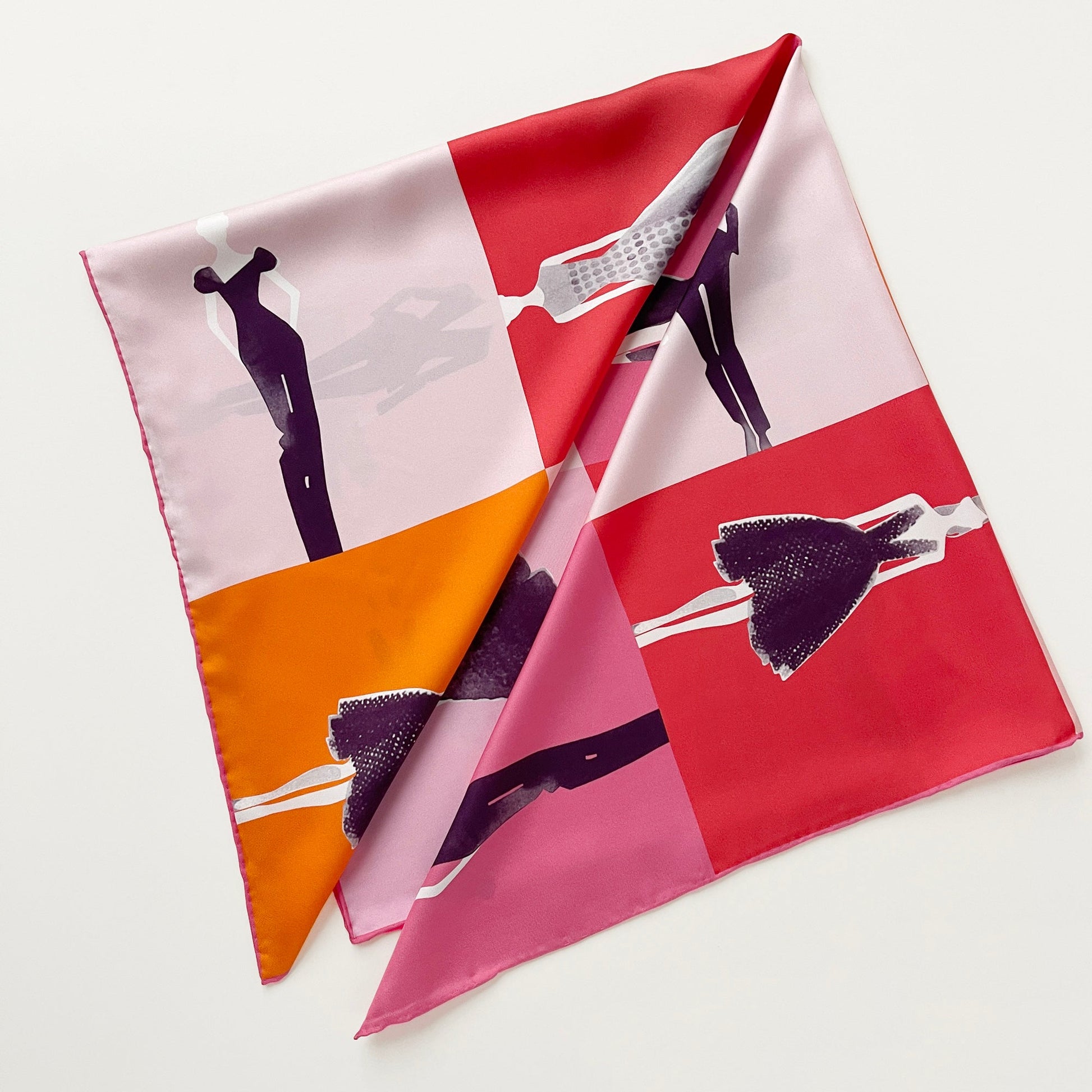 Pink Lady Large Silk Scarf - 90cm Hand-rolled Women's Head Scarf