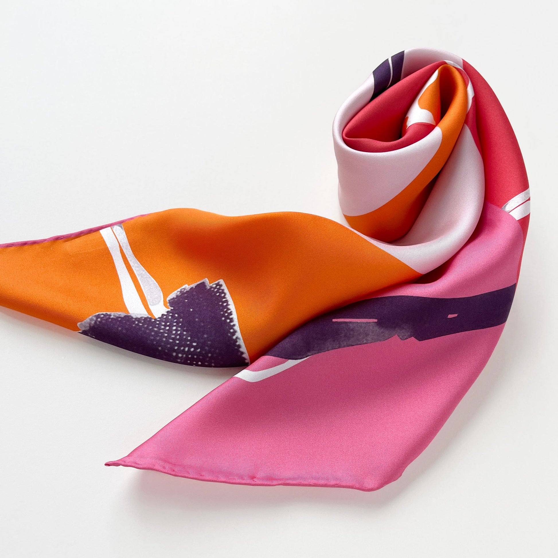 Pink Lady Large Silk Scarf - 90cm Hand-rolled Women's Head Scarf