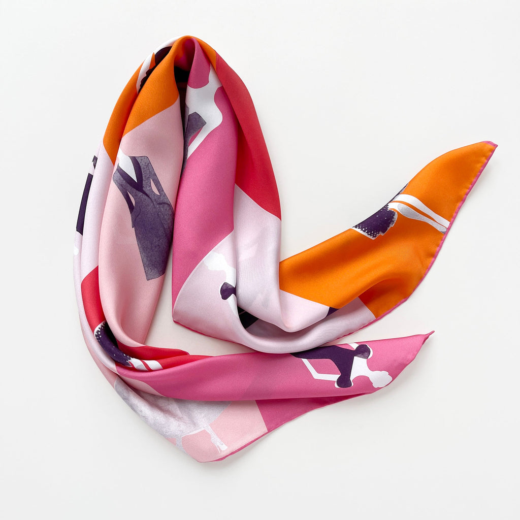 Pink Lady Large Silk Scarf - 90cm Hand-rolled Women's Head Scarf