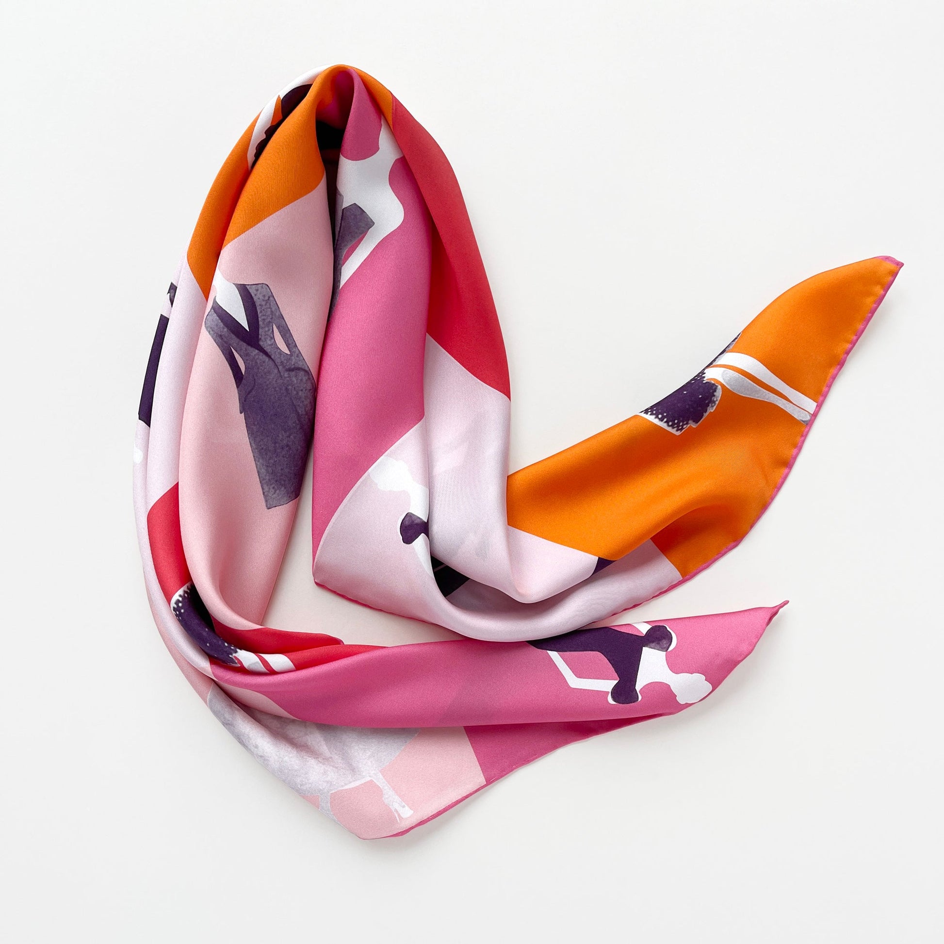 Pink Lady Large Silk Scarf - 90cm Hand-rolled Women's Head Scarf