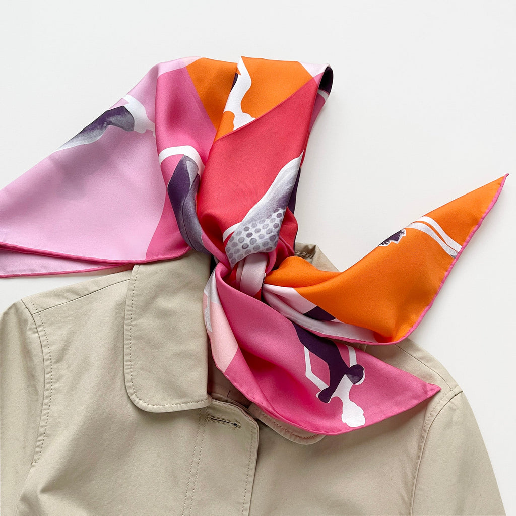 Pink Lady Large Silk Scarf - 90cm Hand-rolled Women's Head Scarf