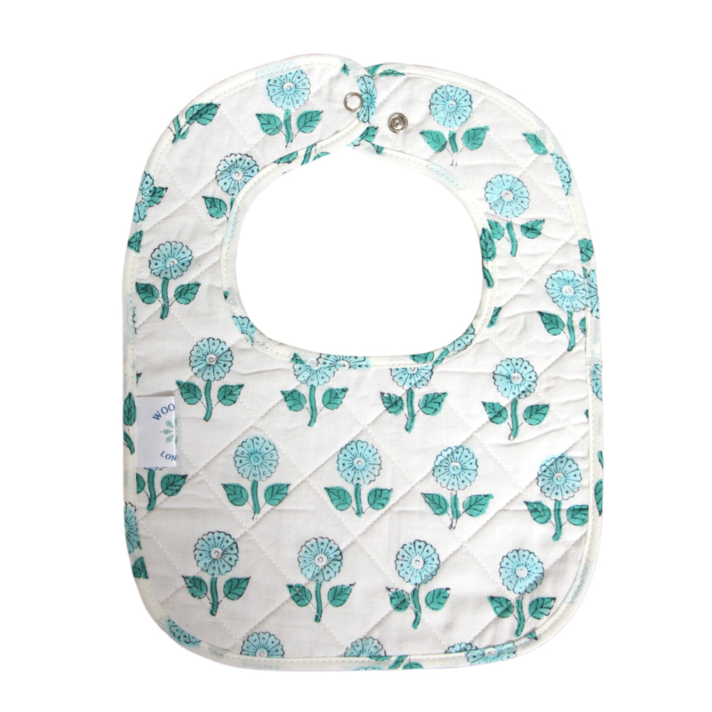 Quilted Bib - Sea Blue Flower