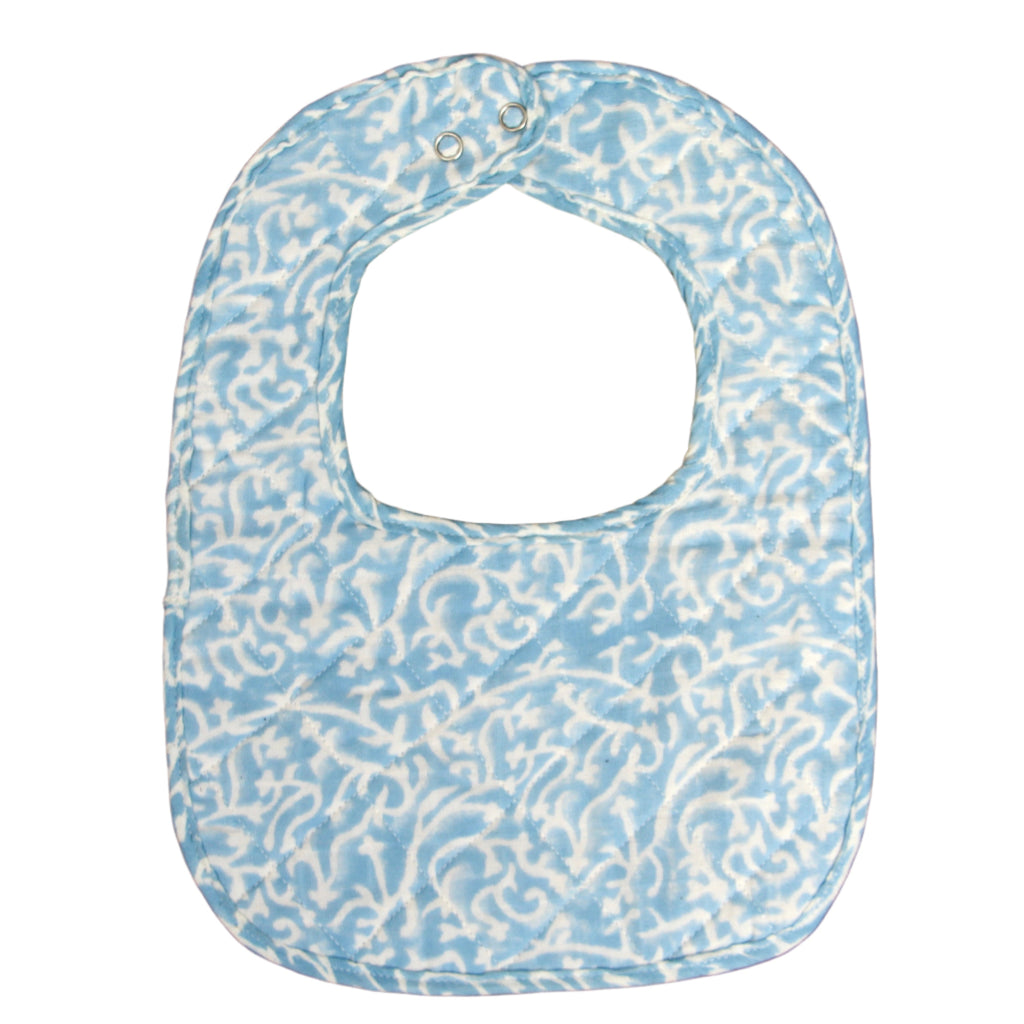 Muslin Quilted Bib - Blue Coral