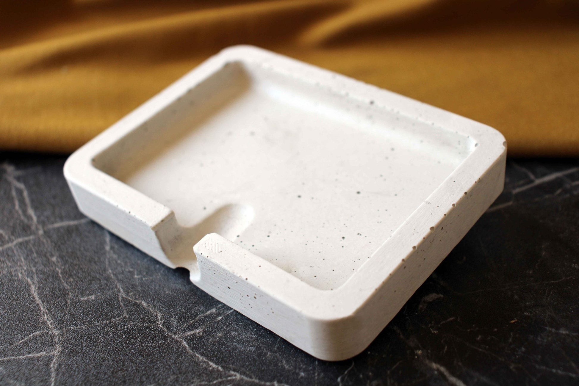 White Concrete Soap Holder