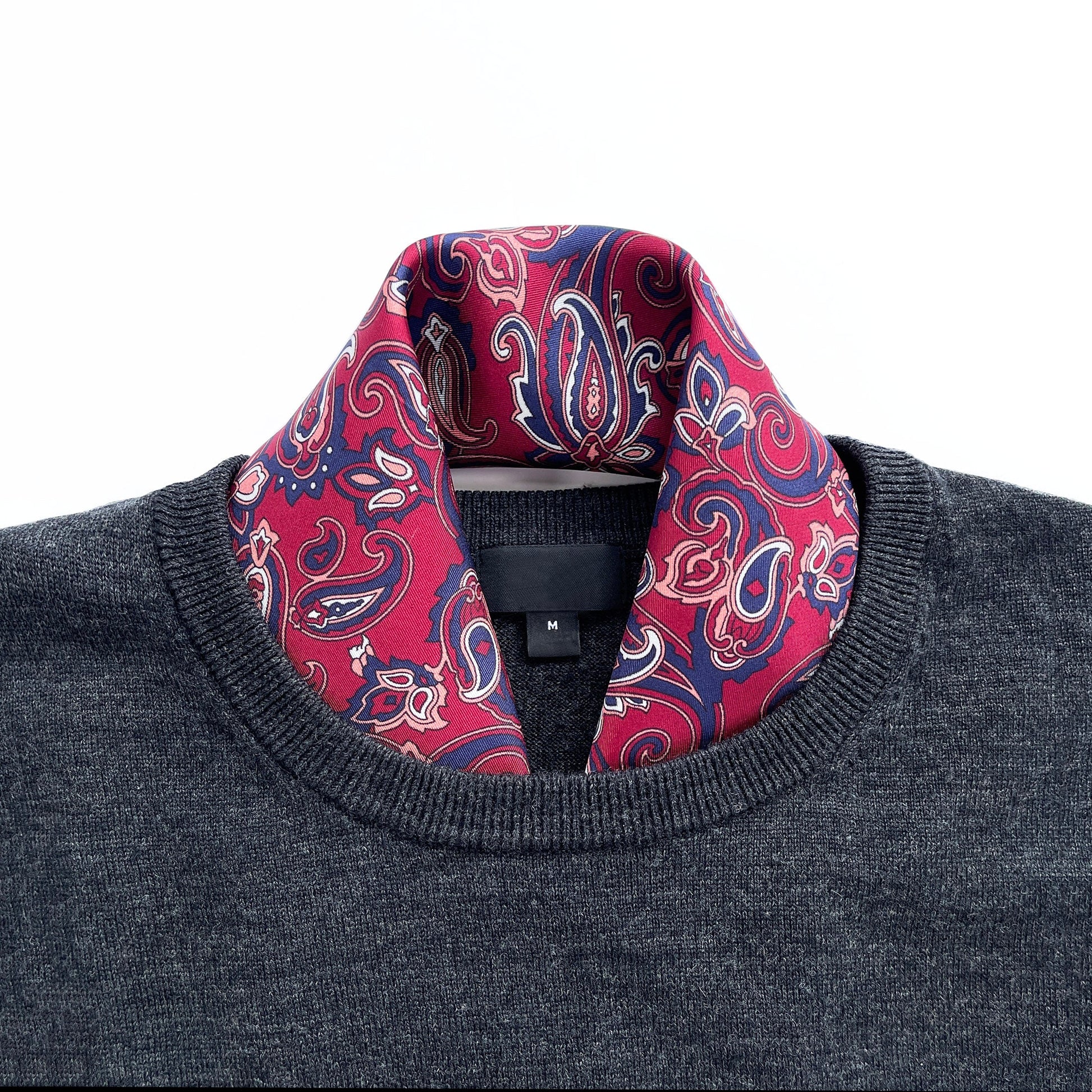 Classic Paisley Silk Scarf - 53cm Hand-rolled Men's Square Neckerchief