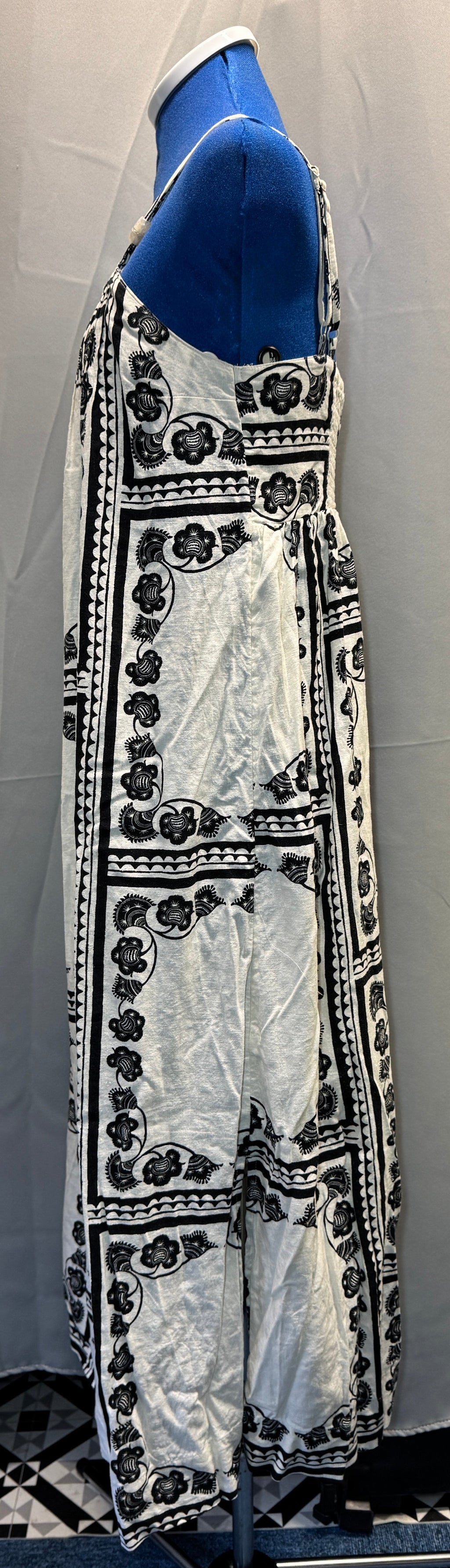 Linen Rich Beaded Midi Shift Cami Dress