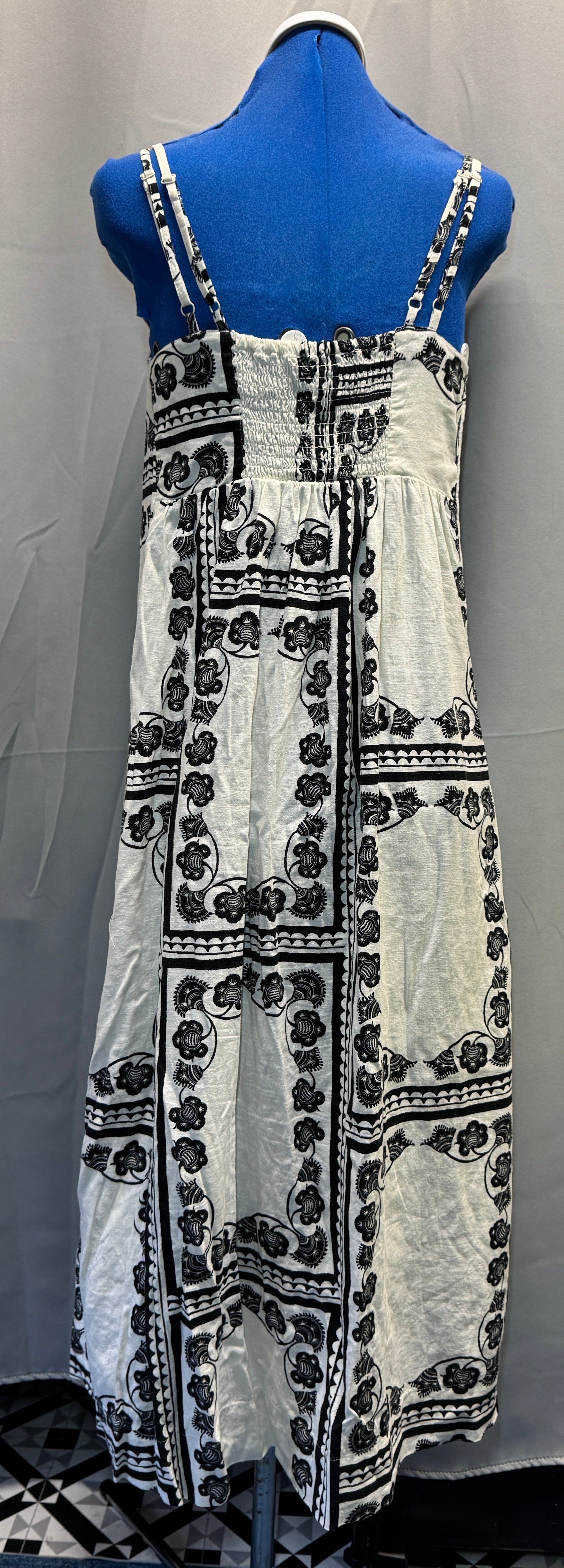 Linen Rich Beaded Midi Shift Cami Dress