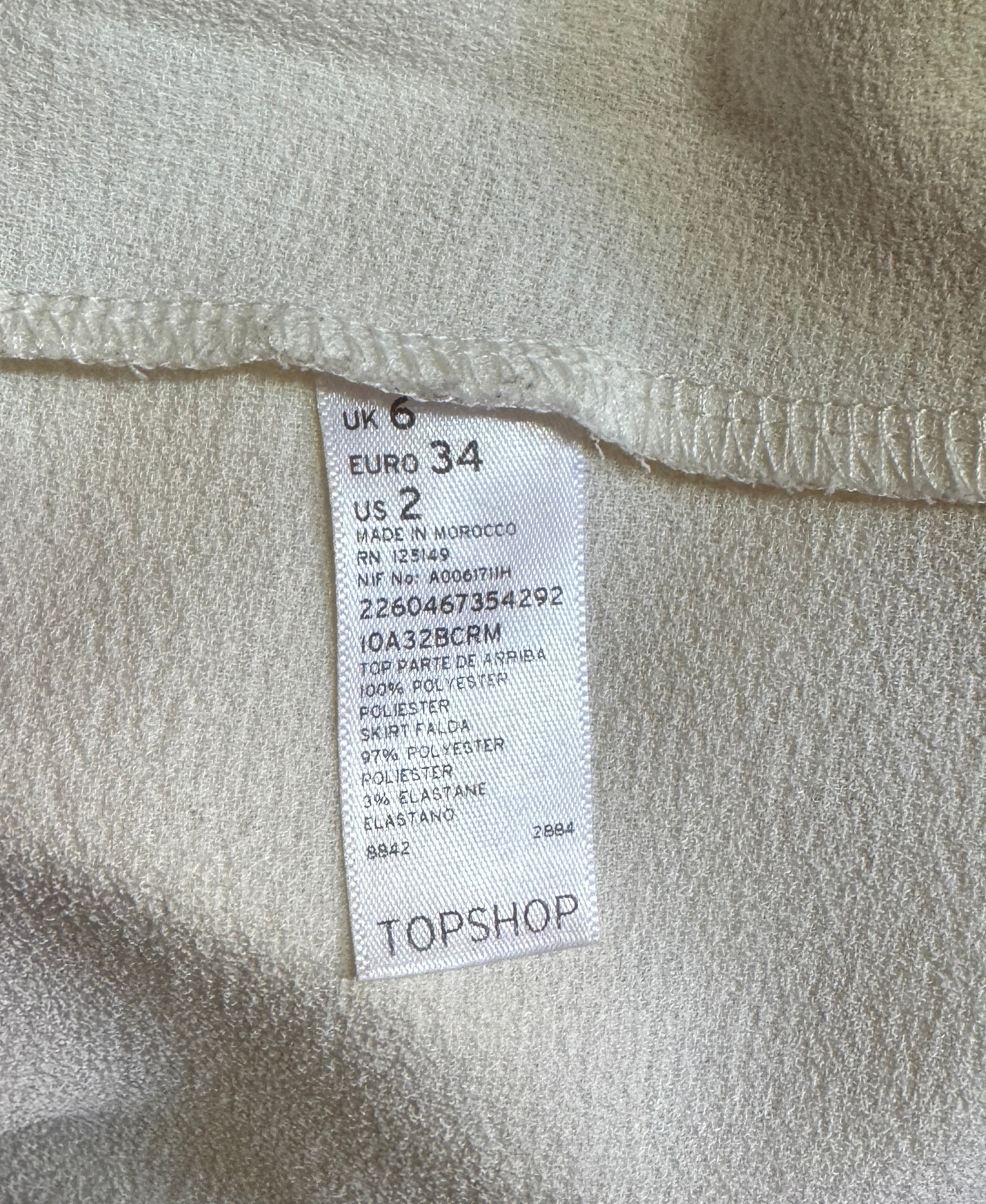 Cream White Mini Dress UK Size 6