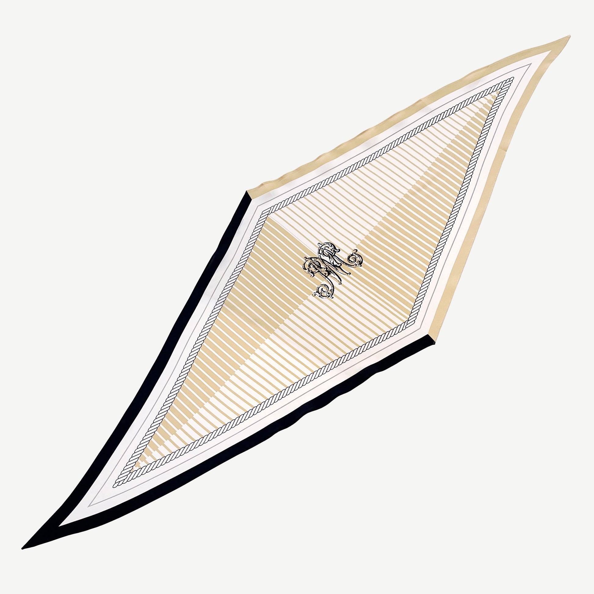 Stripe Monogram Grace Silk Scarf in 100% Silk Crepe de Chine