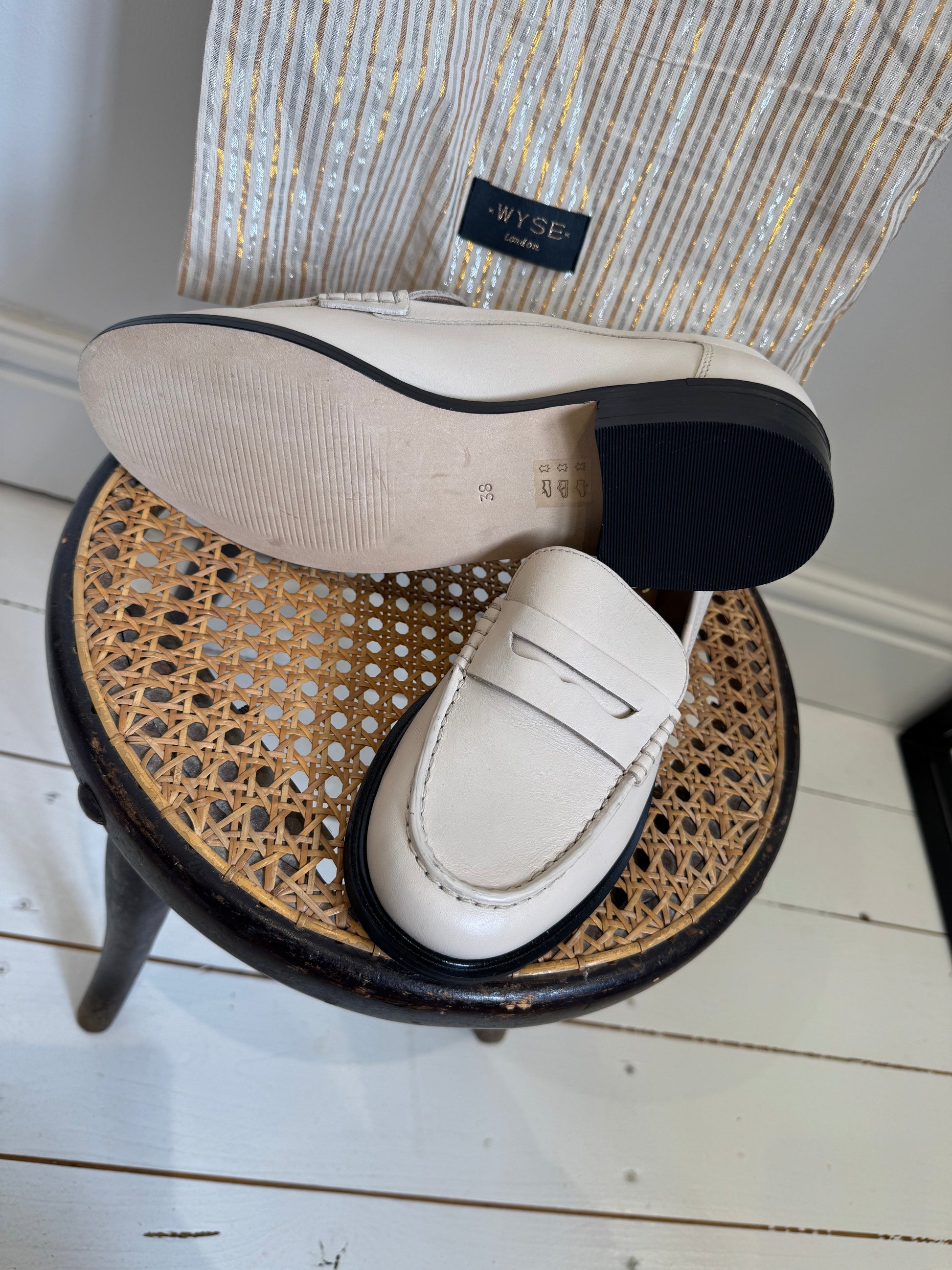 Cream Leather Loafer Size 38