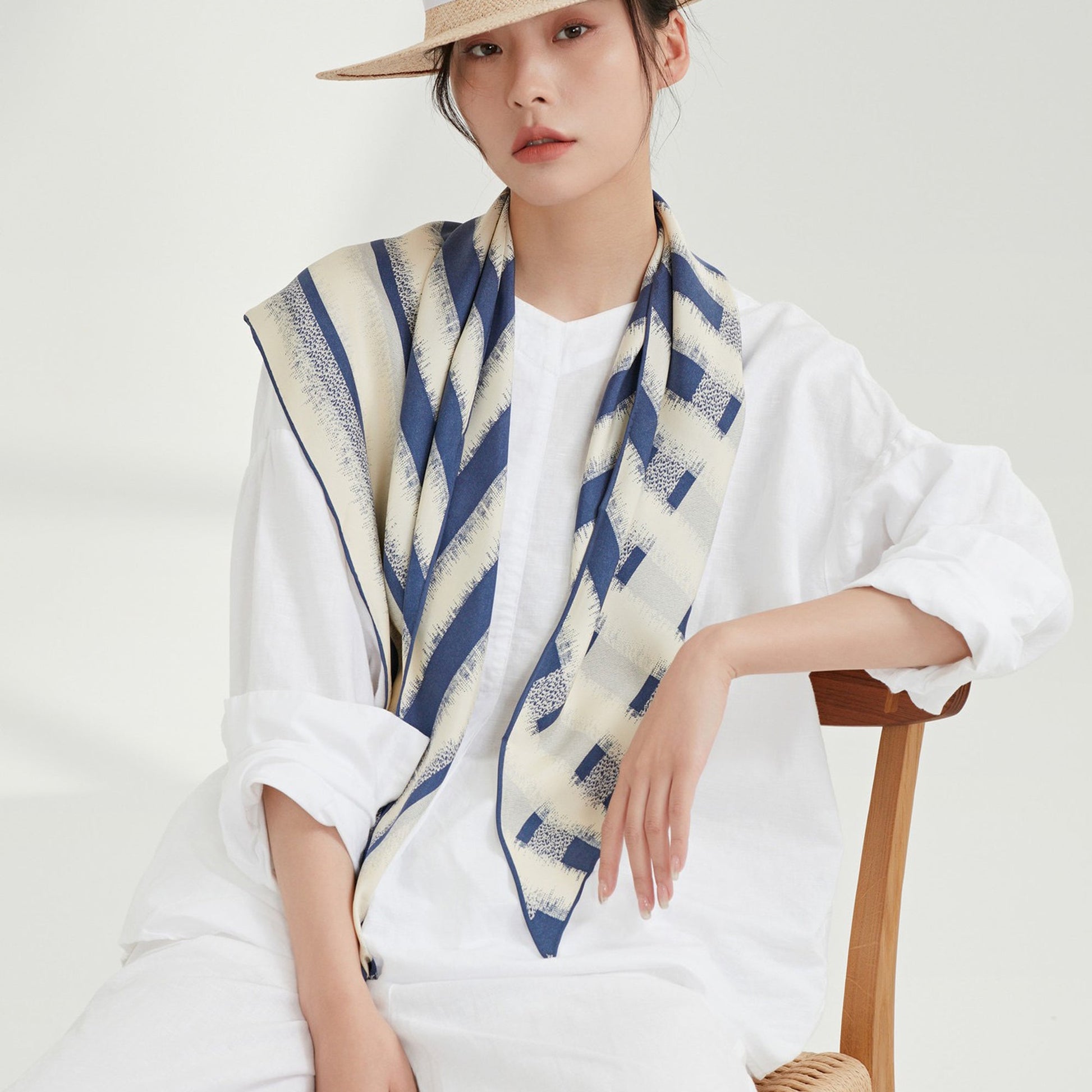 Timeless Stripes Silk Scarf - Double-sided Print with Luxury Hand-Rolled & Sand-Washed Finish