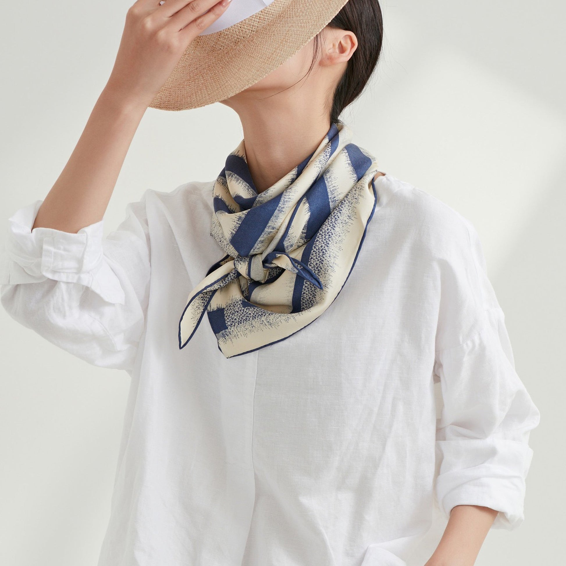 Timeless Stripes Silk Scarf - Double-sided Print with Luxury Hand-Rolled & Sand-Washed Finish