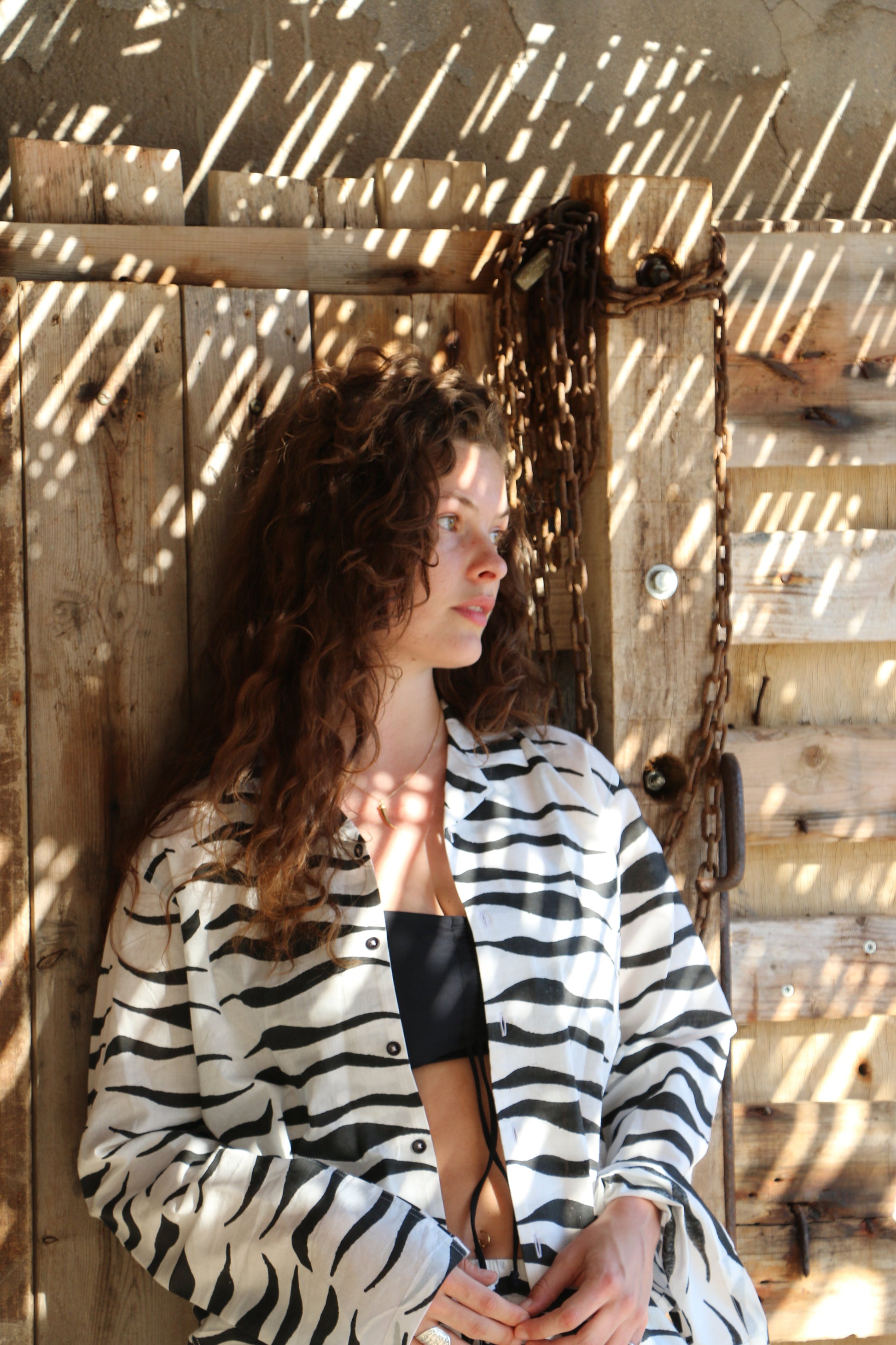 Unisex Tiger Print Black and White Pyjama Set