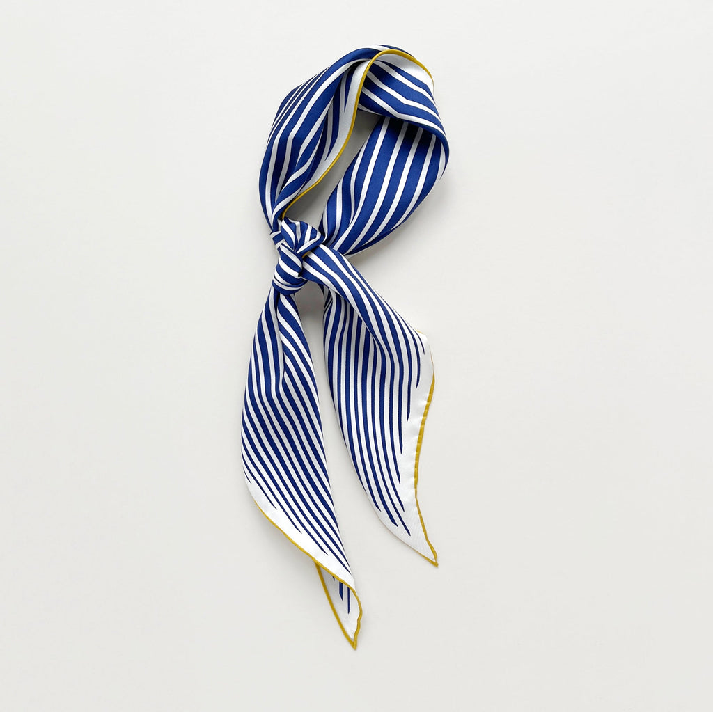 Classic Stripes Triangle Silk Scarf - Hand-rolled Bandana Scarf for Women