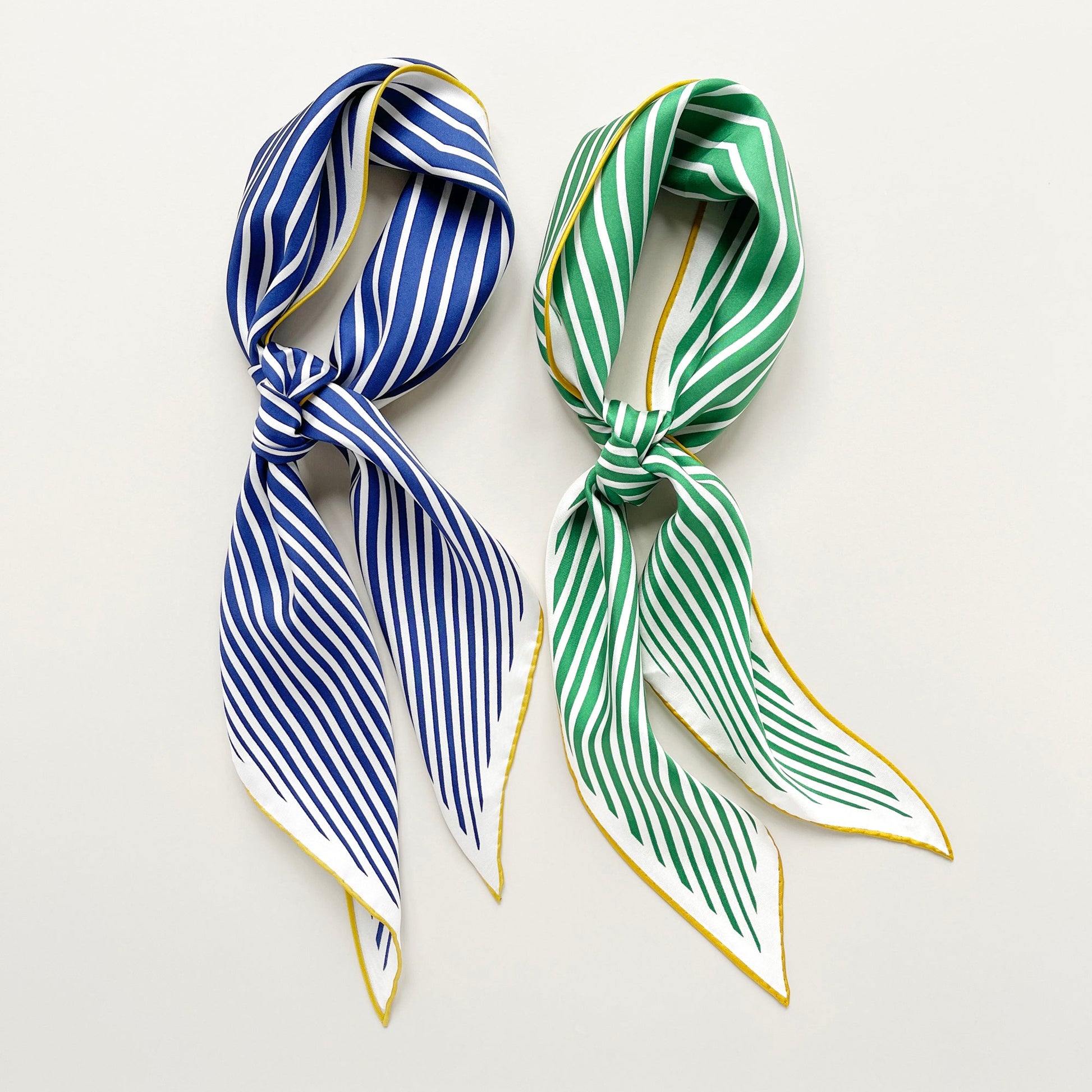 Classic Stripes Triangle Silk Scarf - Hand-rolled Bandana Scarf for Women