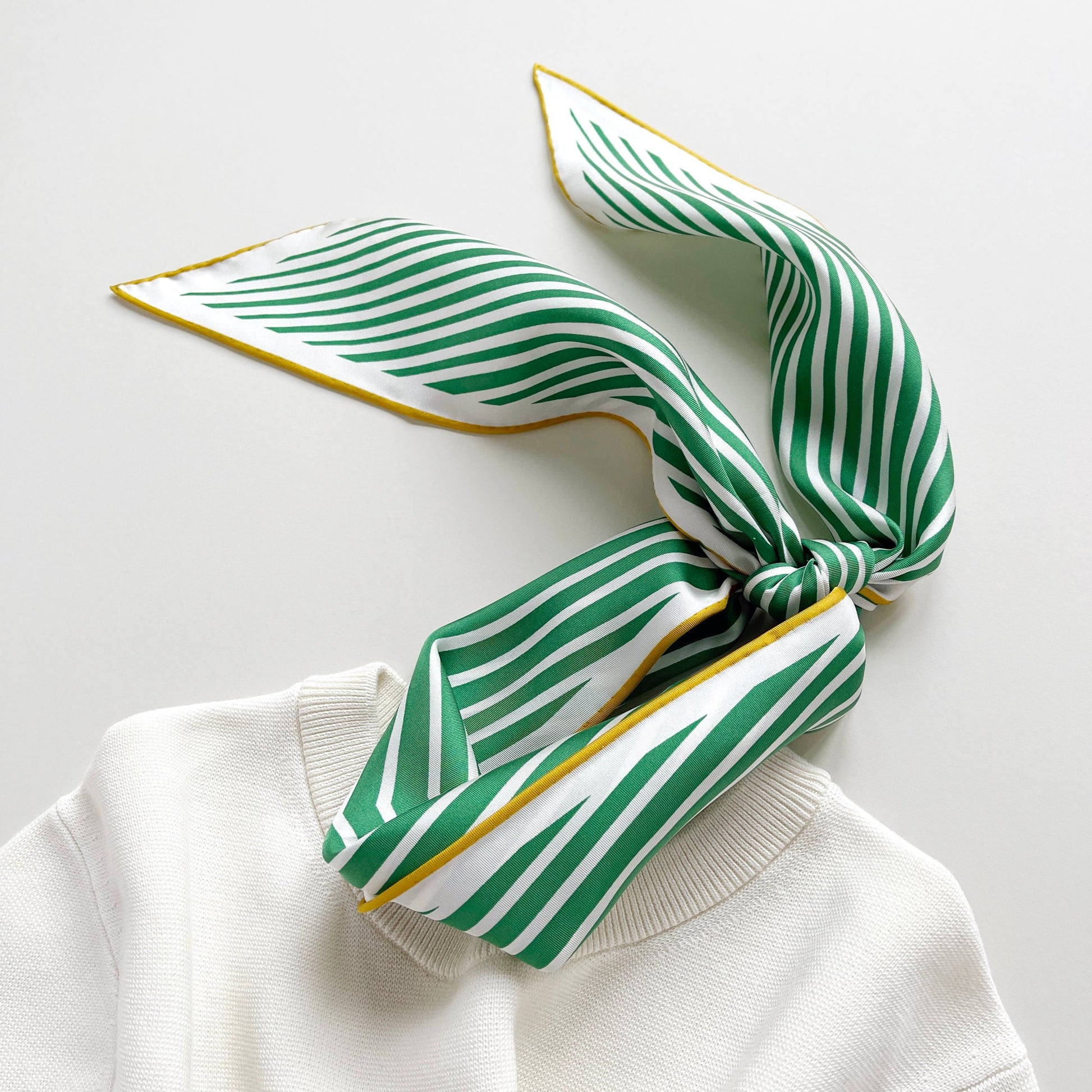Classic Stripes Triangle Silk Scarf - Hand-rolled Bandana Scarf for Women