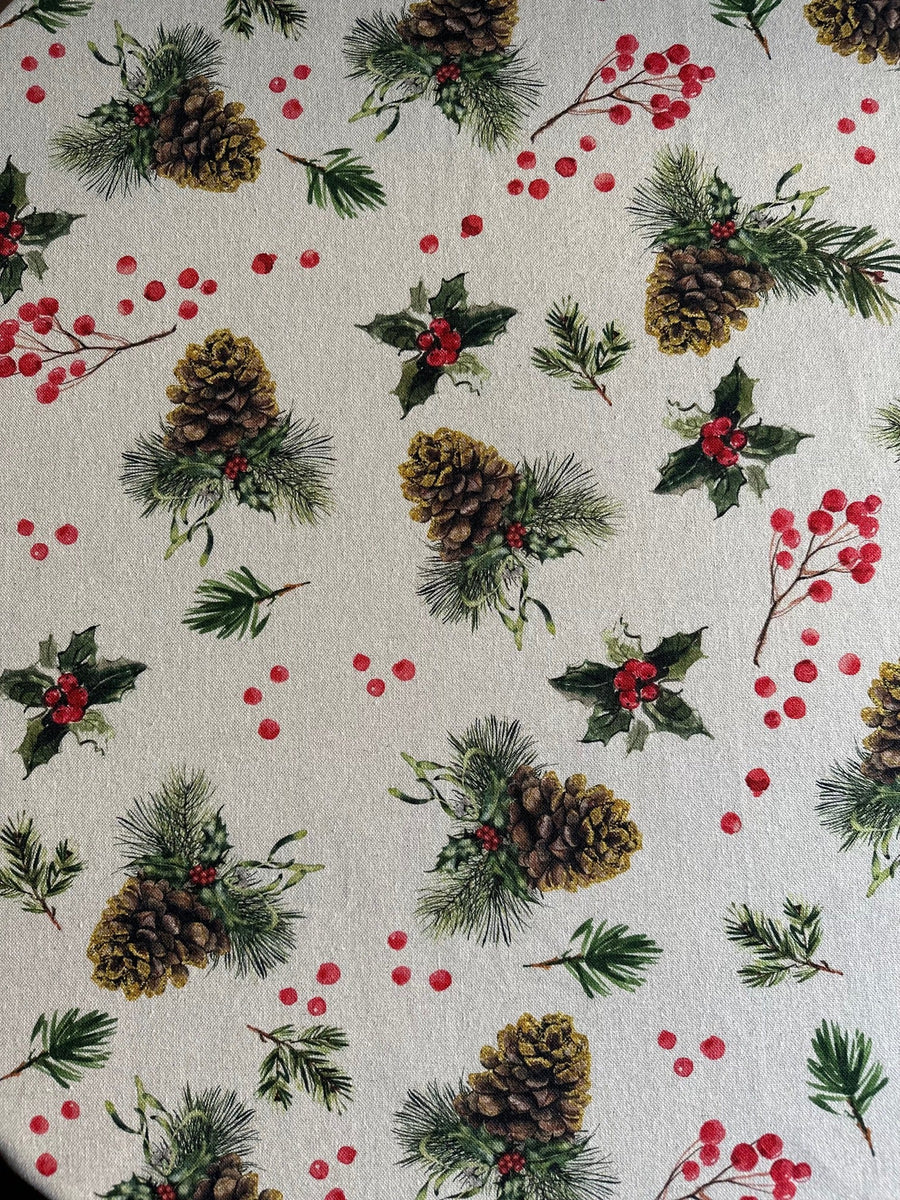 Christmas Motive Round Tablecloth – Elegant & Handcrafted by Hortensias Home at www.brixbailey.com