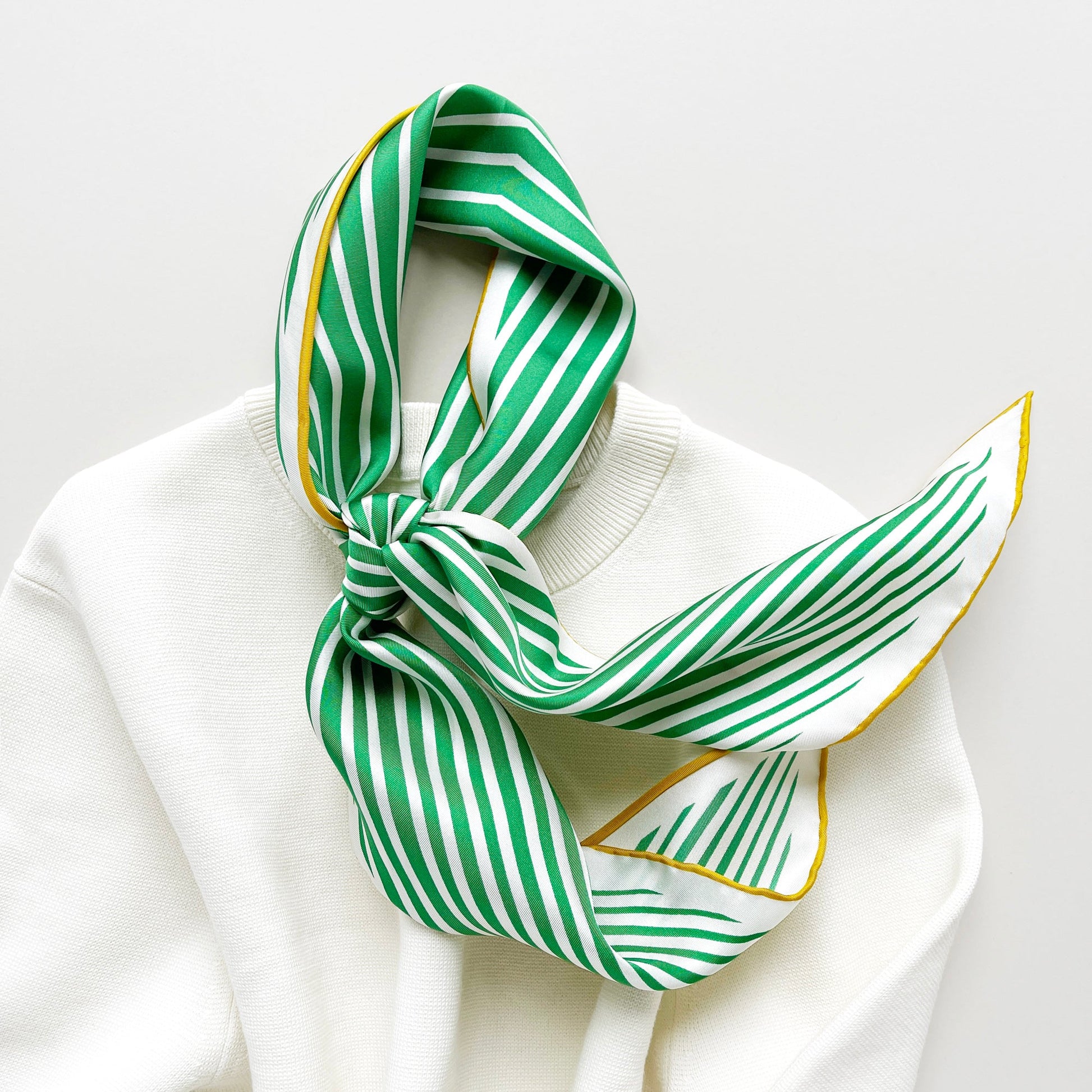 Classic Stripes Triangle Silk Scarf - Hand-rolled Bandana Scarf for Women