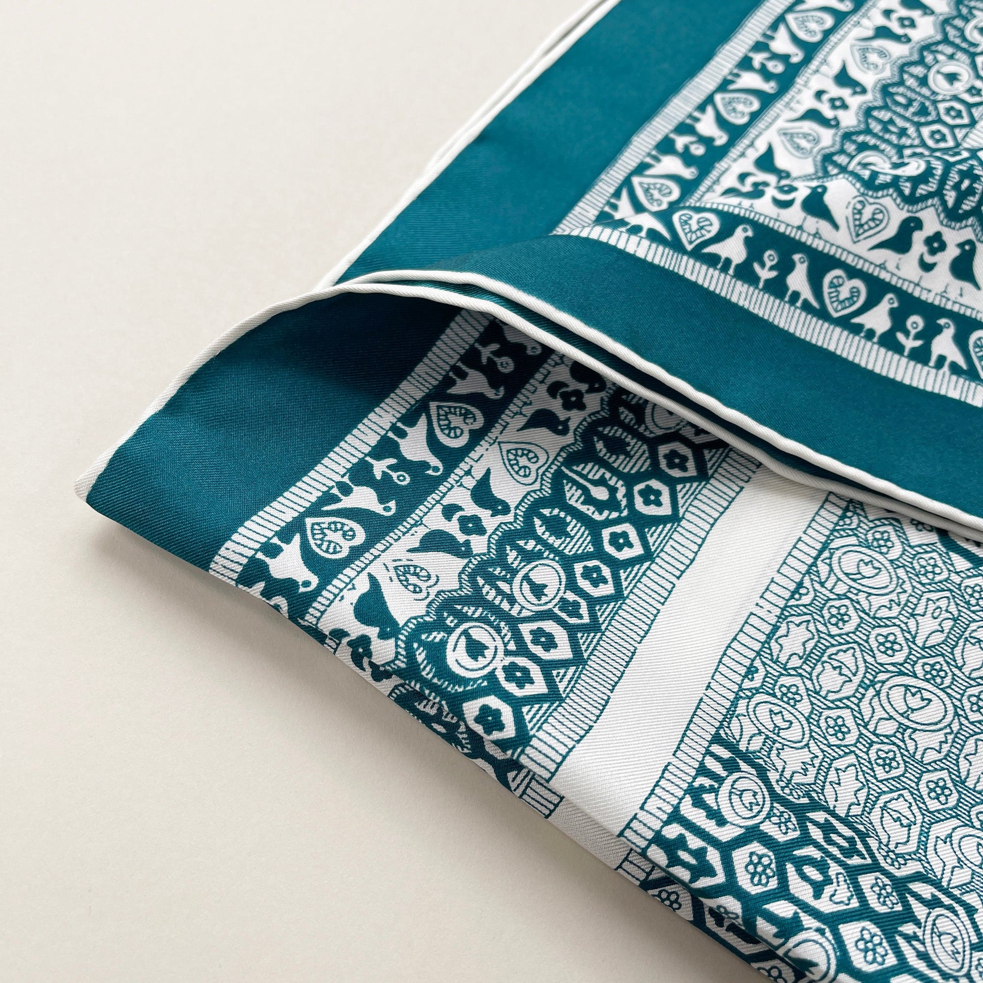 Heritage Grace Silk Scarf - 90cm Hand-rolled Women's Head Scarf