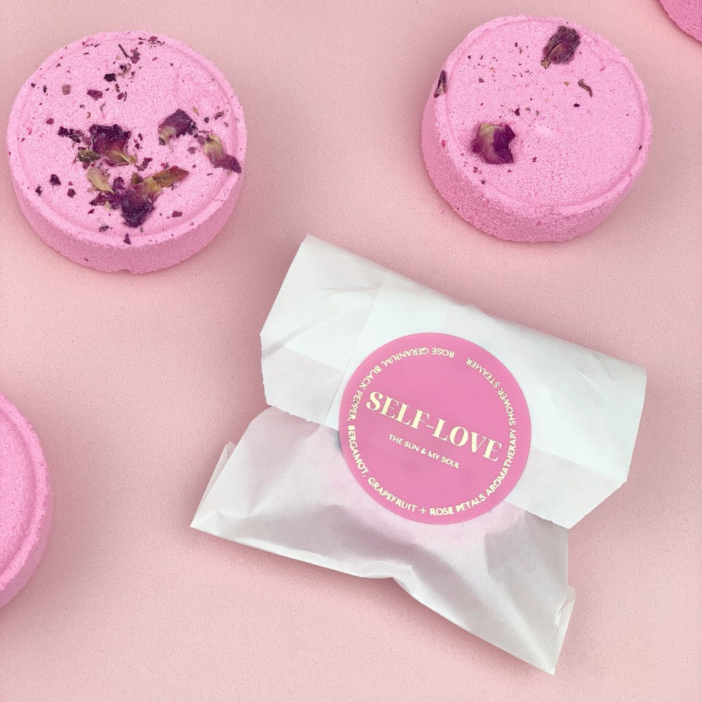 Self-Love Aromatherapy Shower Steamer Sample with Rose Geranium and Black Pepper