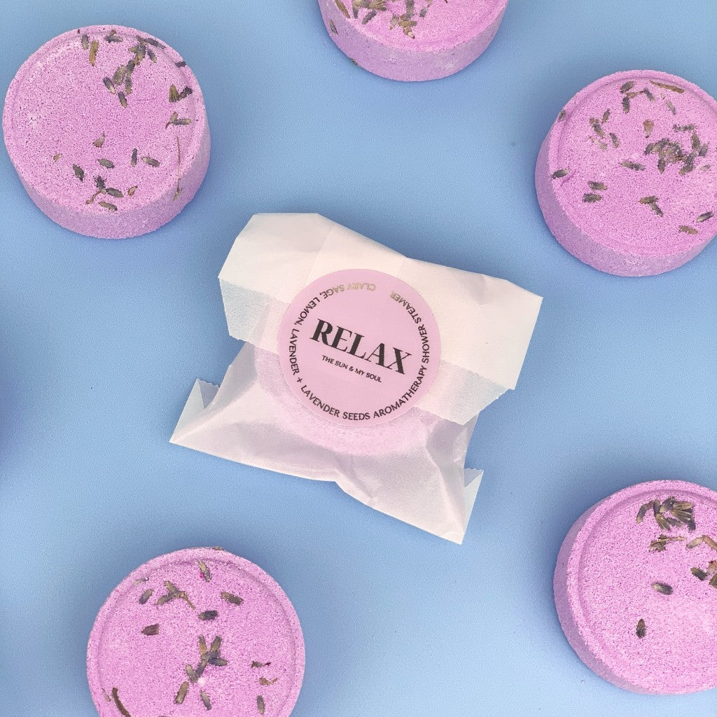 Relax Aromatherapy Shower Steamer with Clary Sage, Lemon and Lavender