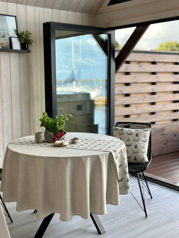 Nordic Eco-Friendly Round Tablecloth – Sustainable & Stylish by Hortensias Home at www.brixbailey.com