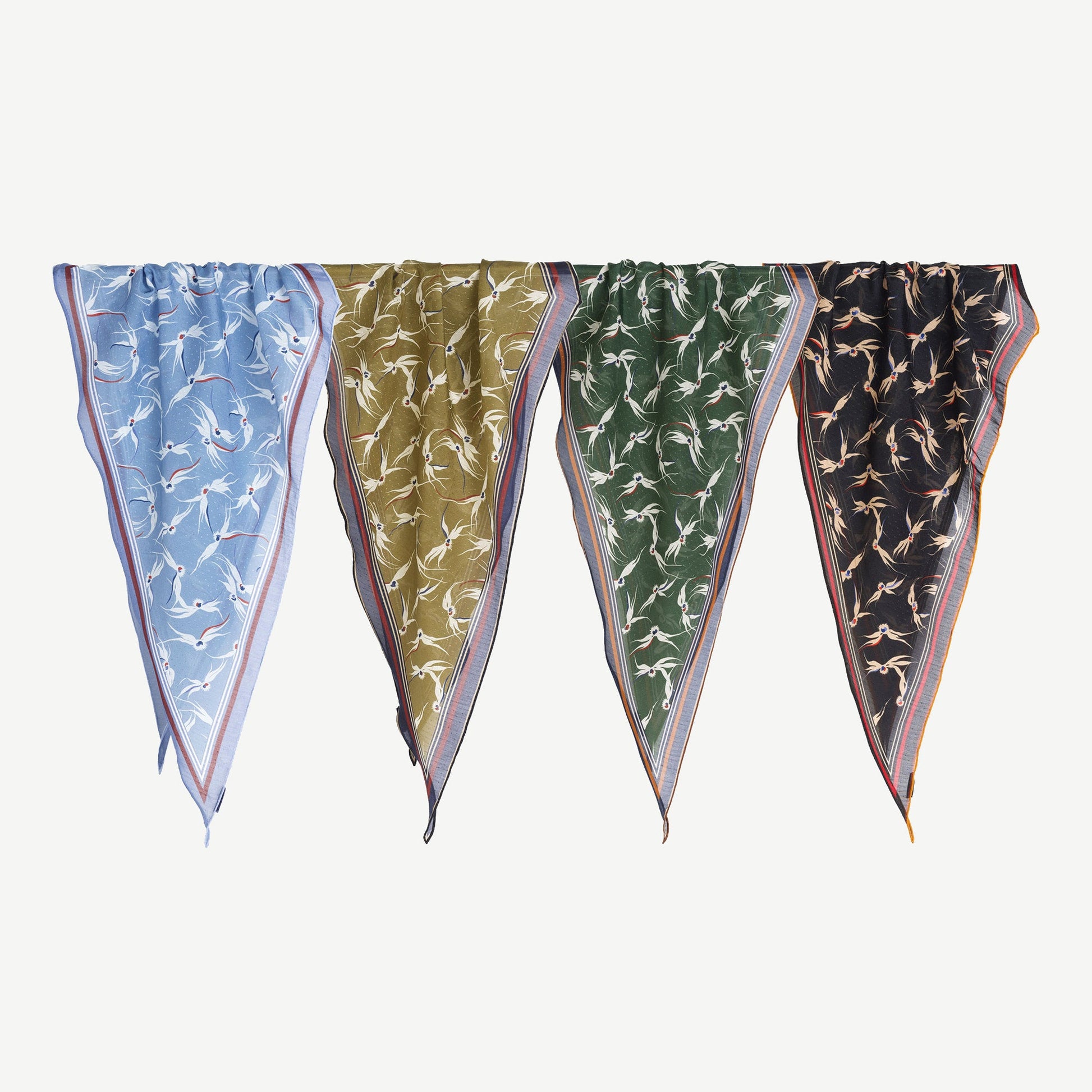Stylised Bird Print Organic Cotton Silk Scarf - 30% Silk 70% Organic Cotton