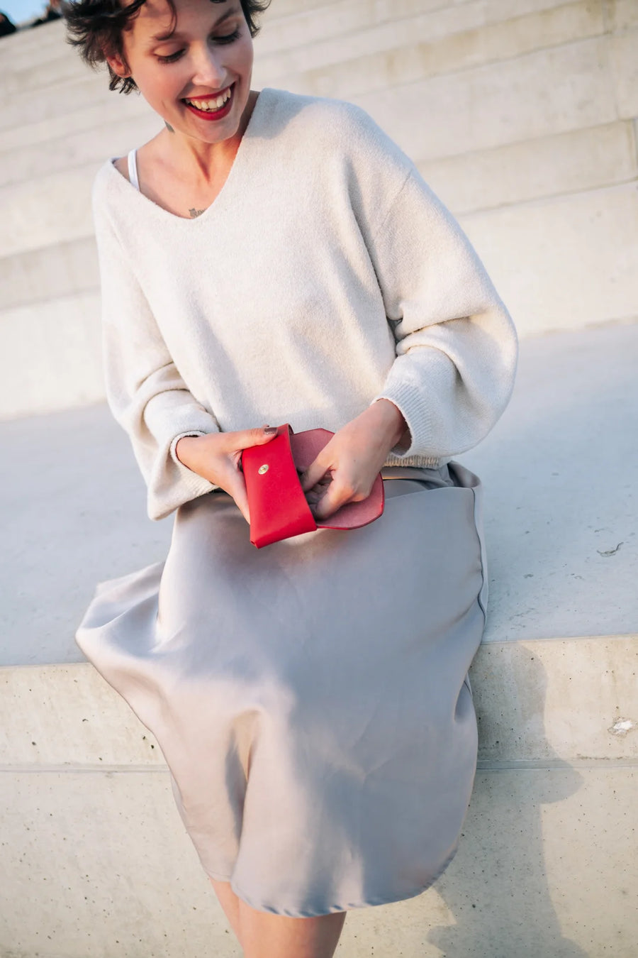 Leather Sunglasses Case - Red