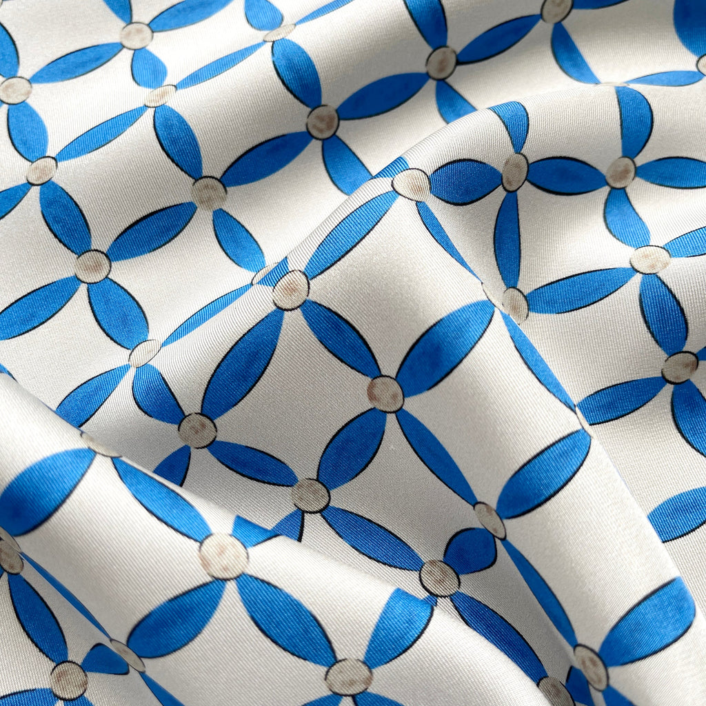 Geometric Petals Silk Scarf – 90cm Women's Head Scarf