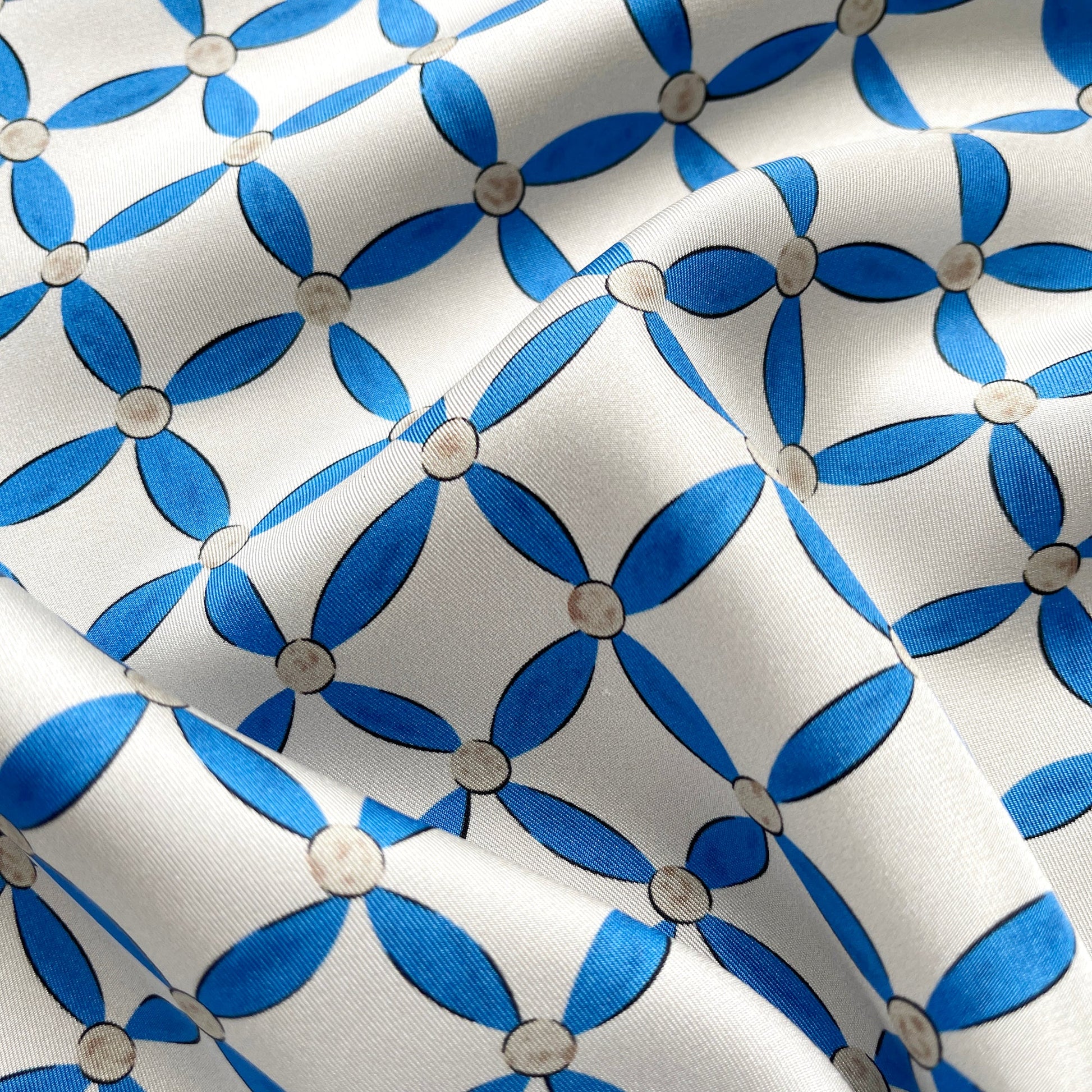 Geometric Petals Silk Scarf – 90cm Women's Head Scarf