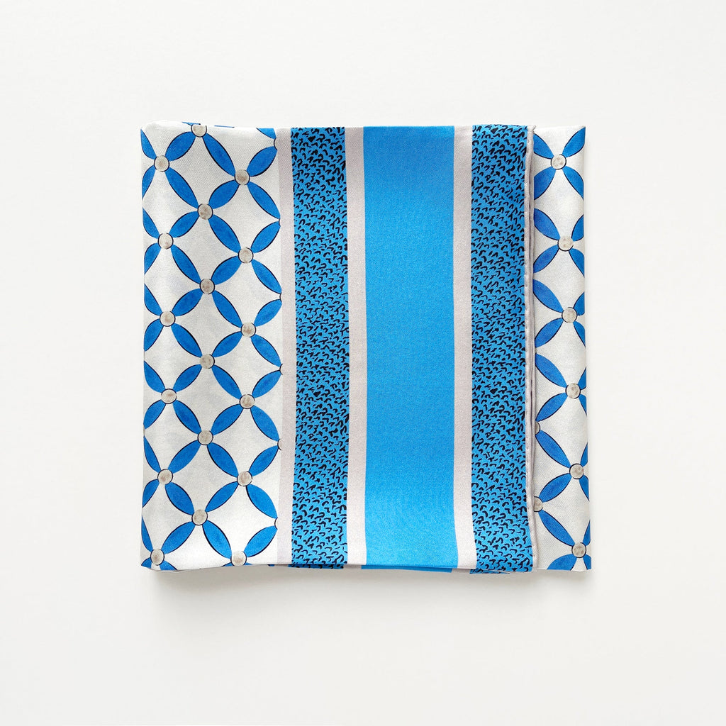 Geometric Petals Silk Scarf – 90cm Women's Head Scarf