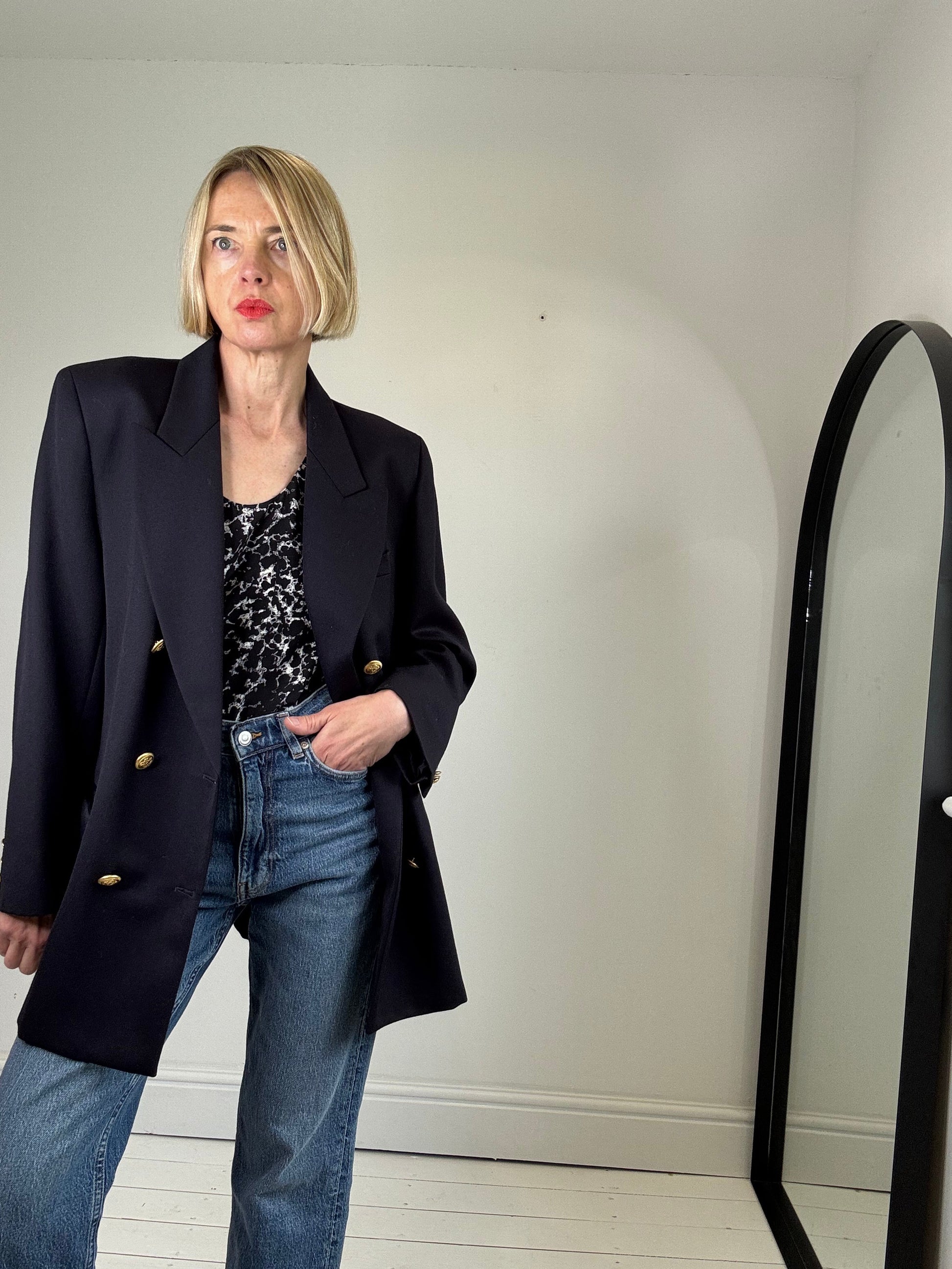 Vintage Pure New Wool Blazer in Gold