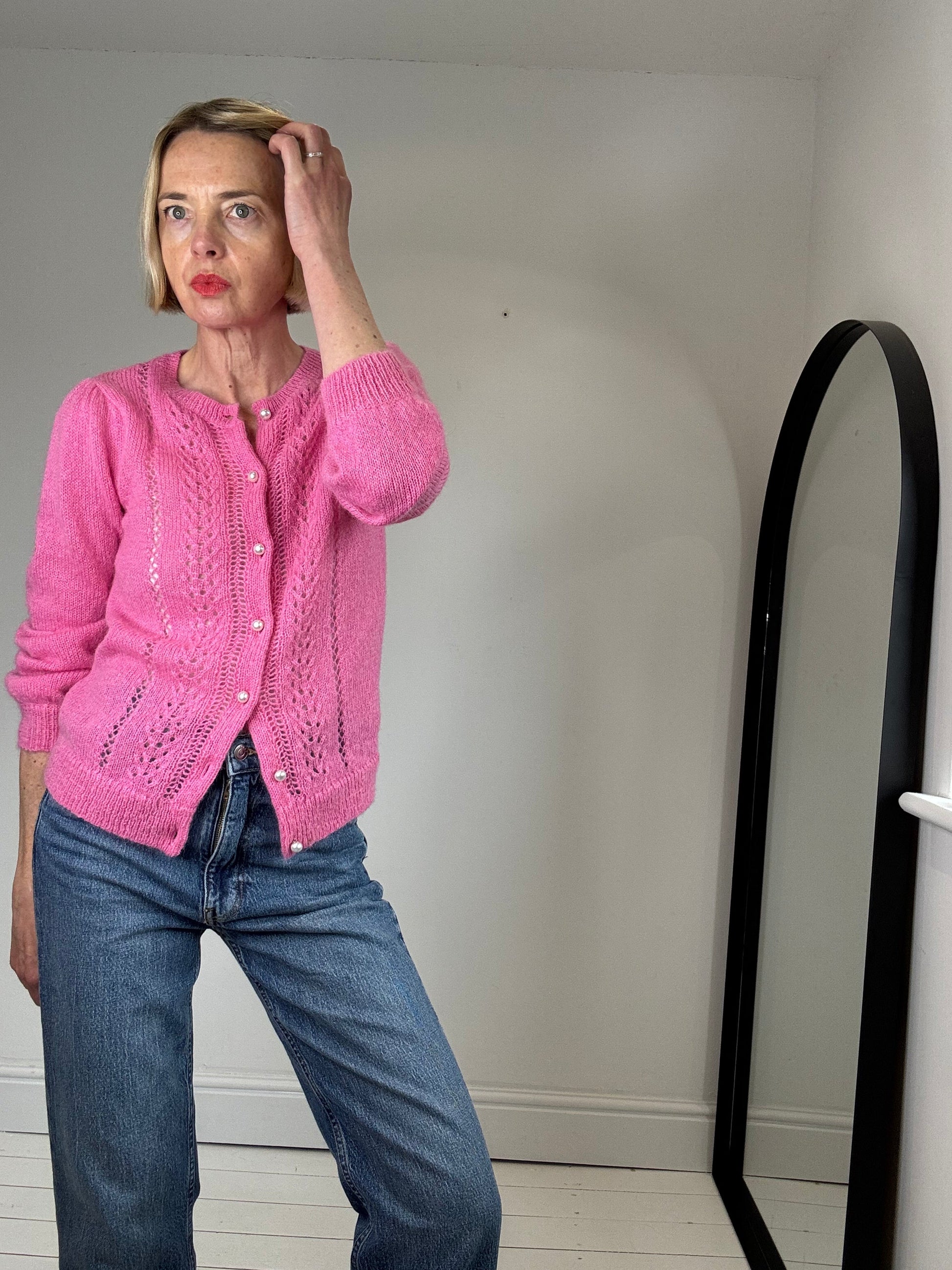 Pointelle Mohair Merino Cardigan