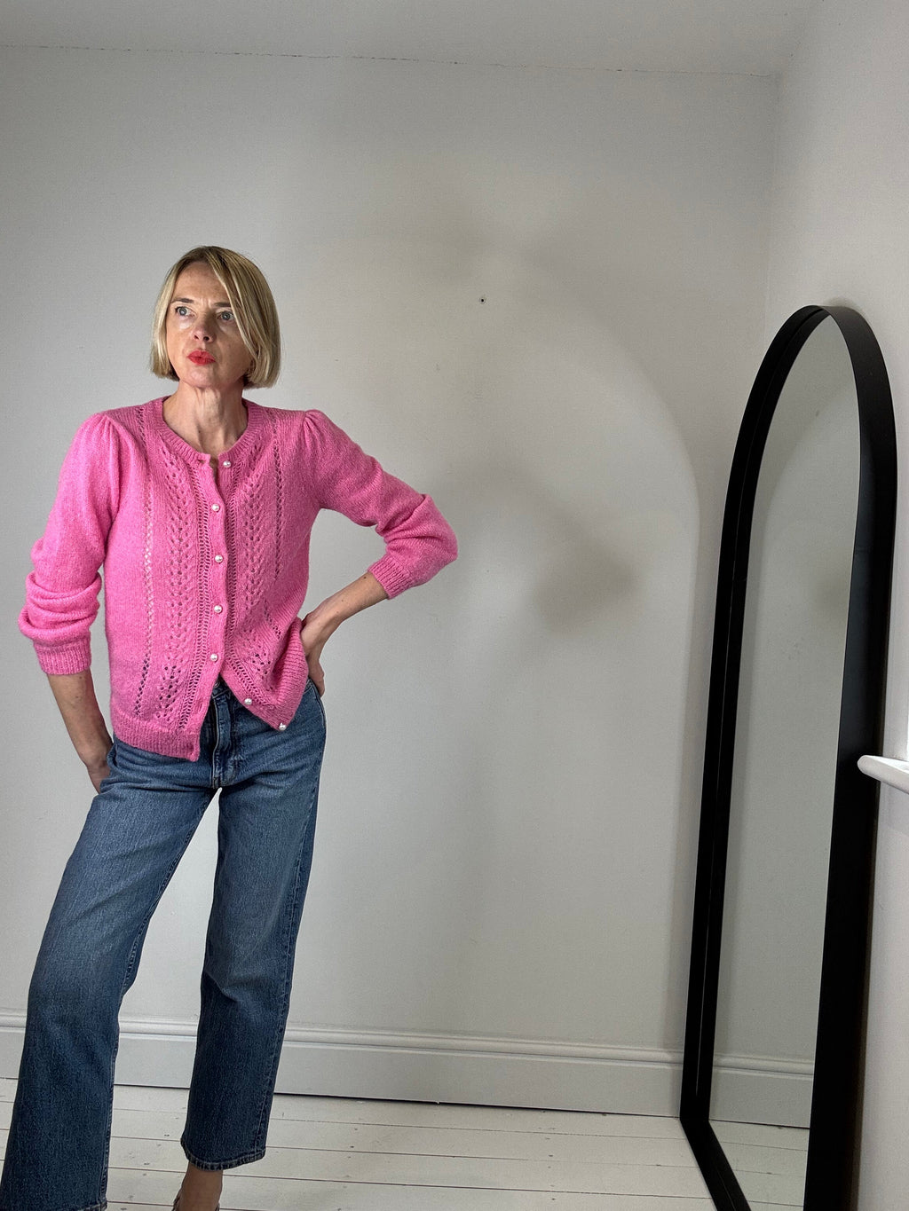 Pointelle Mohair Merino Cardigan