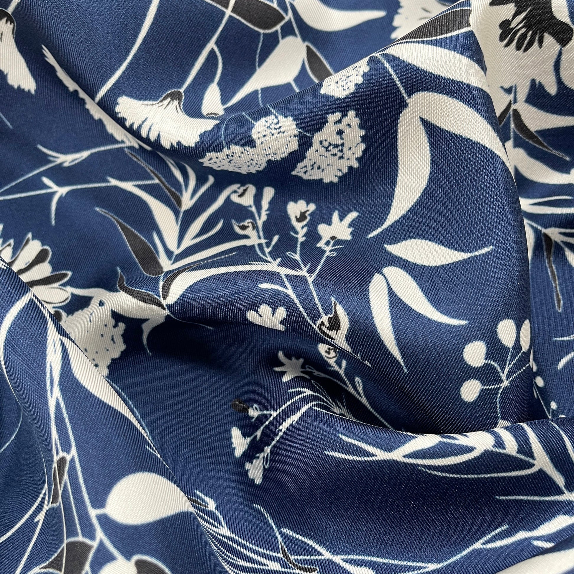 Blue Kyoto Bloom Silk Scarf - 65cm Men's Neckerchief
