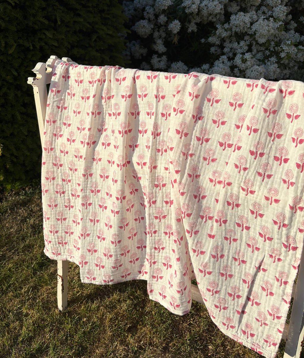 Woo Woo Muslin Swaddle - Rose Flower
