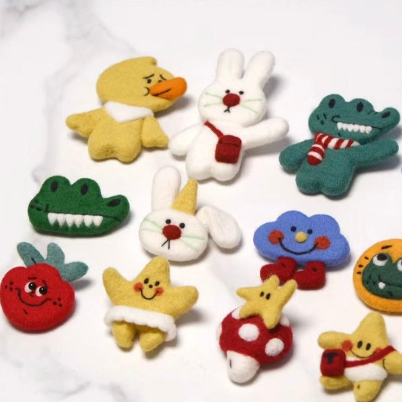 Star and Bag Needle Felted Brooch