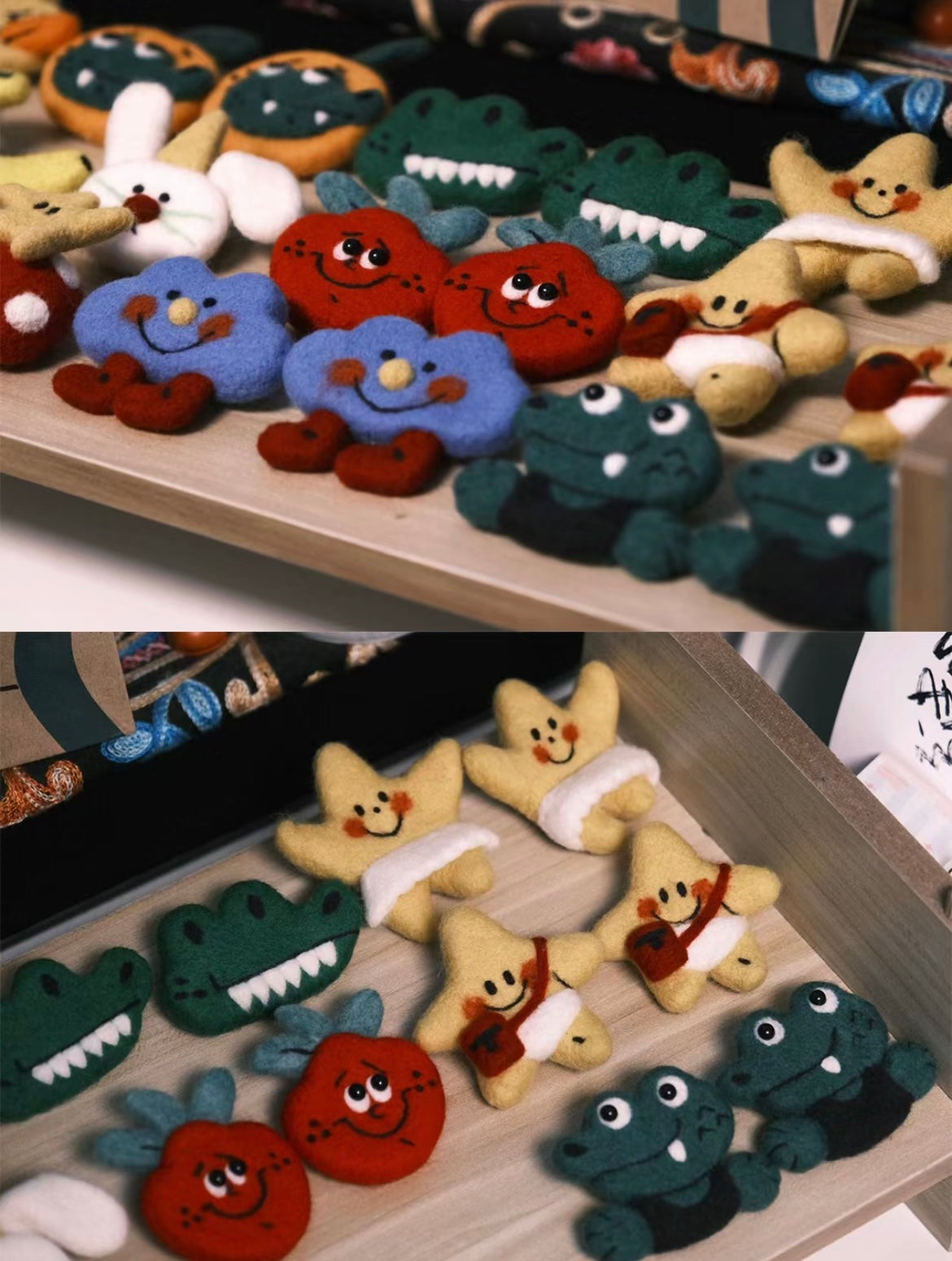 Star and Bag Needle Felted Brooch