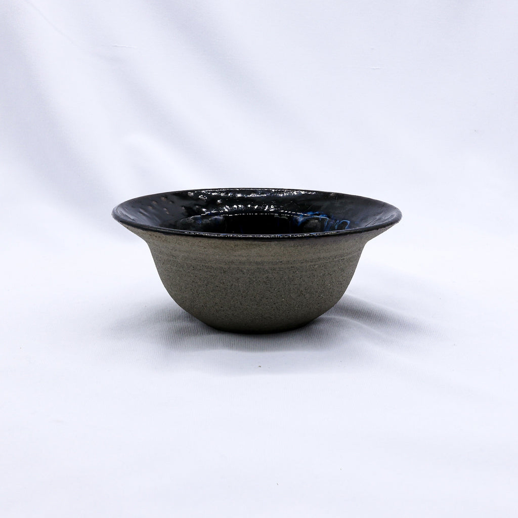7,5' Midnight Aegean Surge Handmade Grey Stoneware Bowl