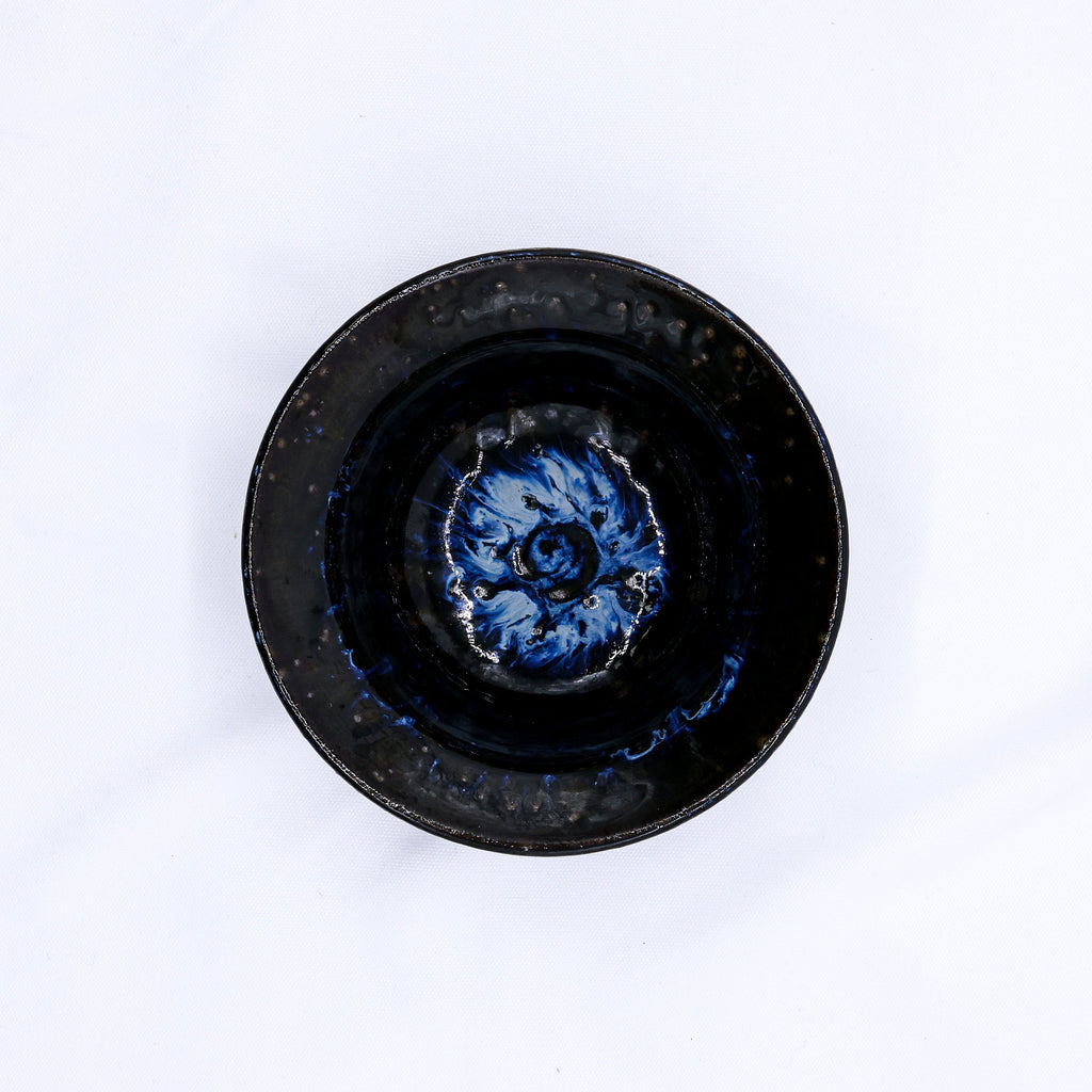 7,5' Midnight Aegean Surge Handmade Grey Stoneware Bowl