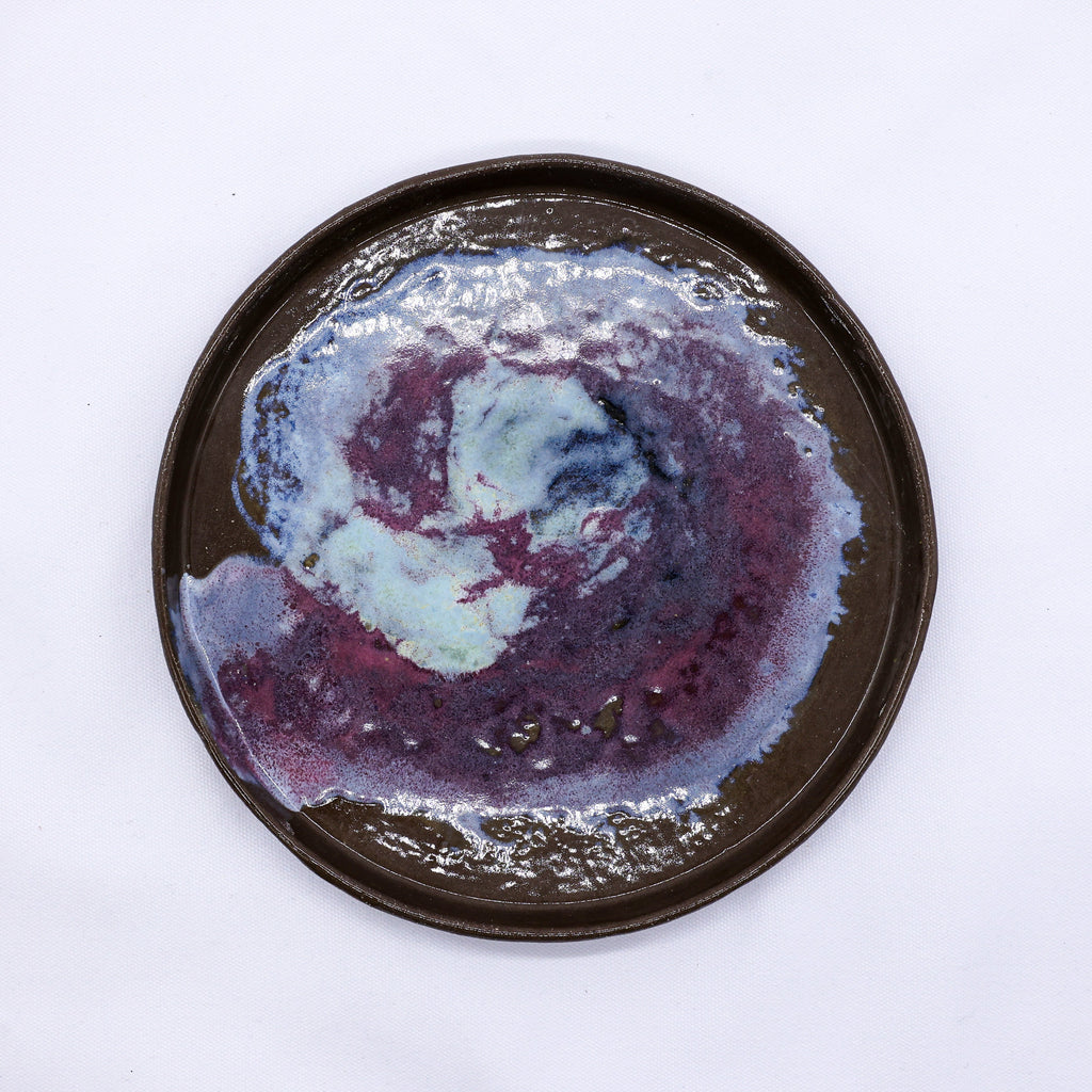 23 cm Nebula Smoked Grey Large Stoneware Handmade Ceramic Dinner Plate