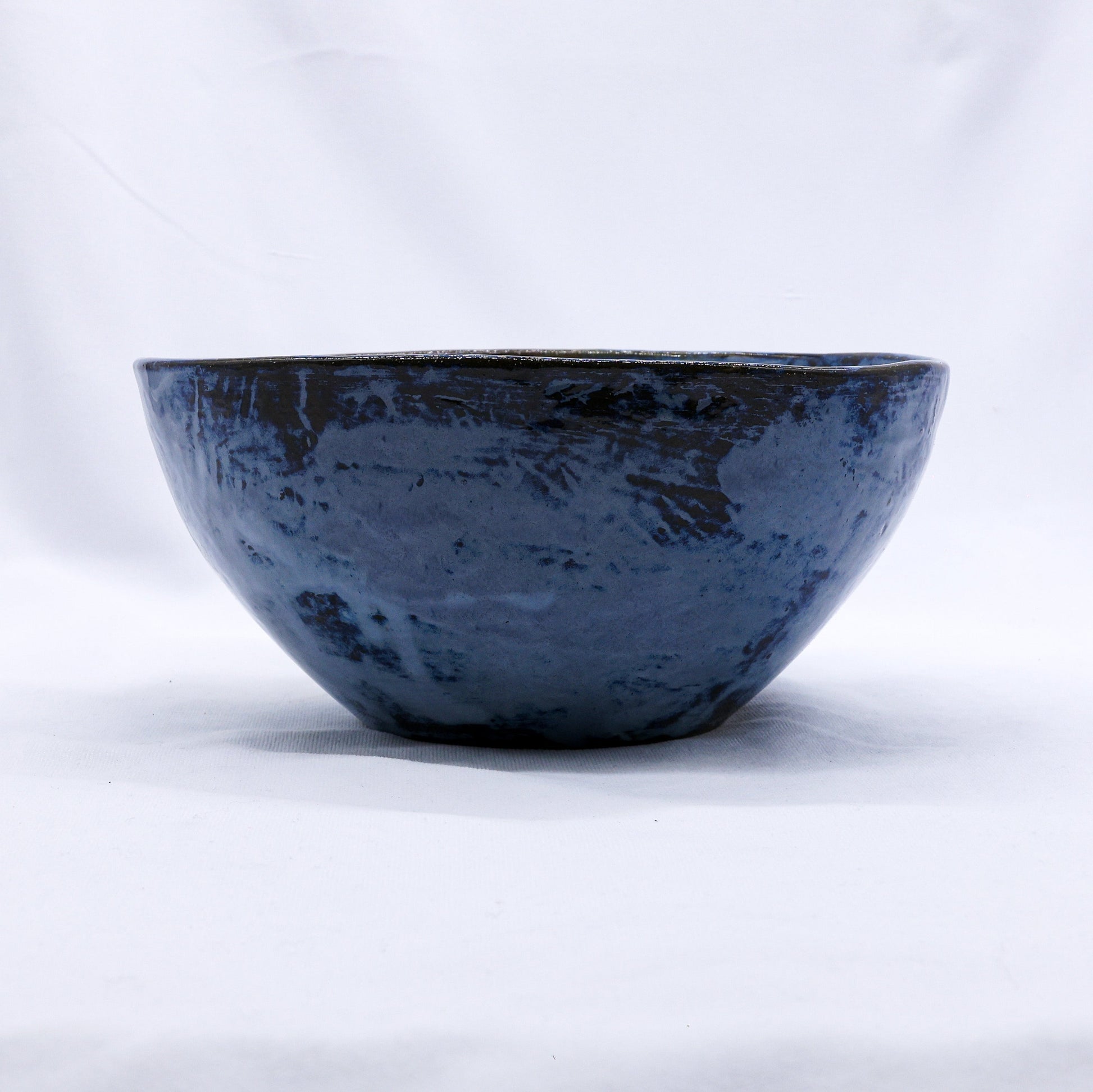 Small Smoked Grey Tidal Blue Wash Handmade Ceramic Stoneware Dinner Bowl