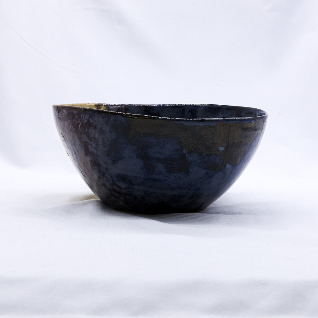 Large Indigo Clay Shore Handmade Ceramic Stoneware Dinner Bowl