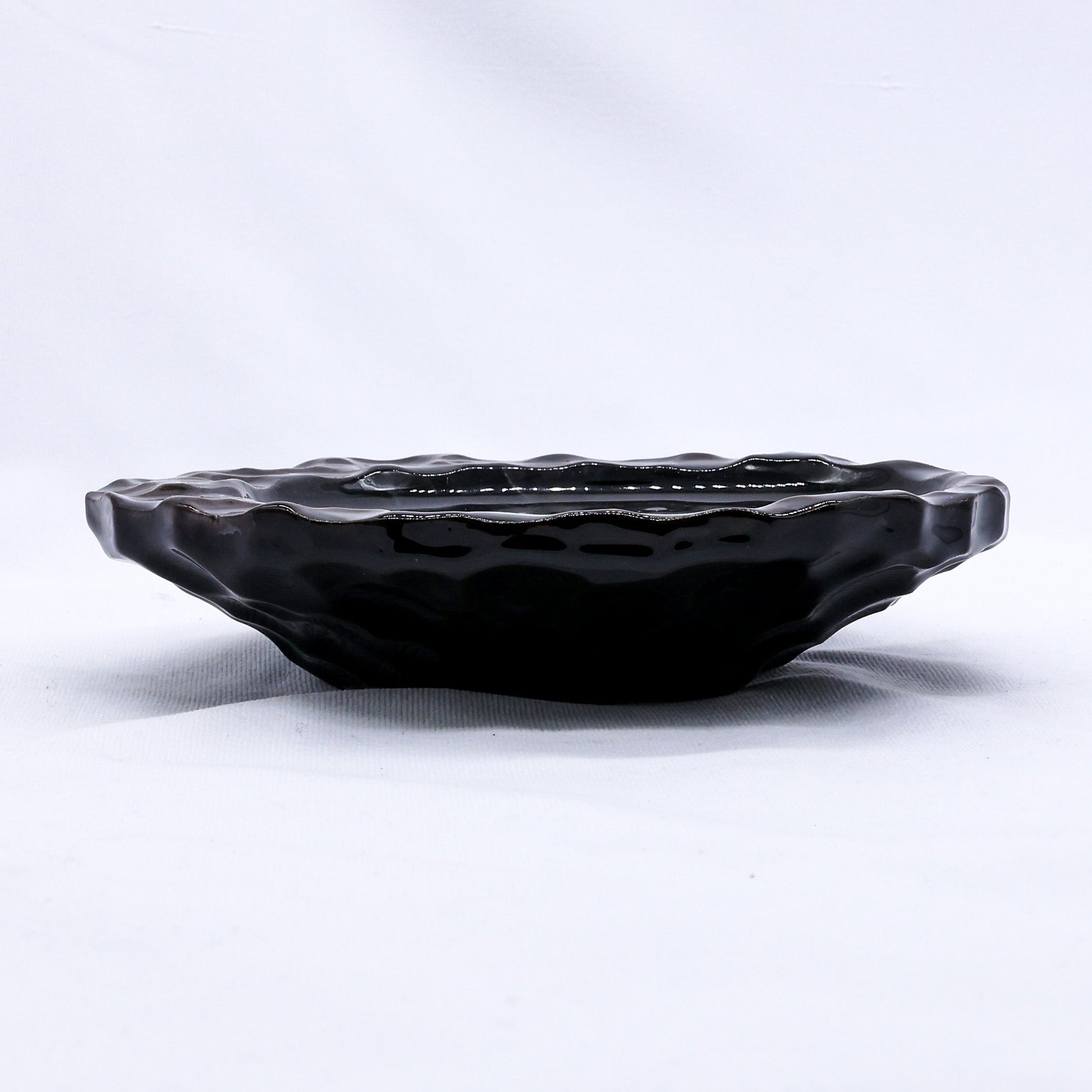 Cobalt Shadow Seashell Serenity Handmade Ceramic Plate