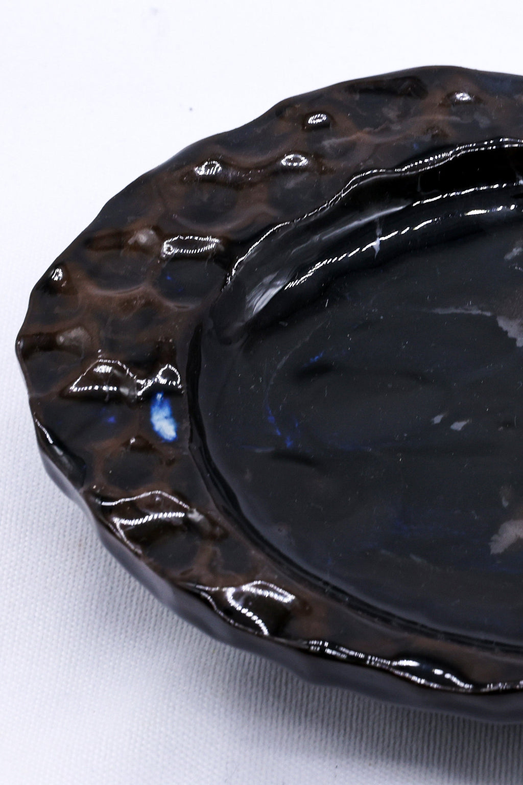 Cobalt Shadow Seashell Serenity Handmade Ceramic Plate