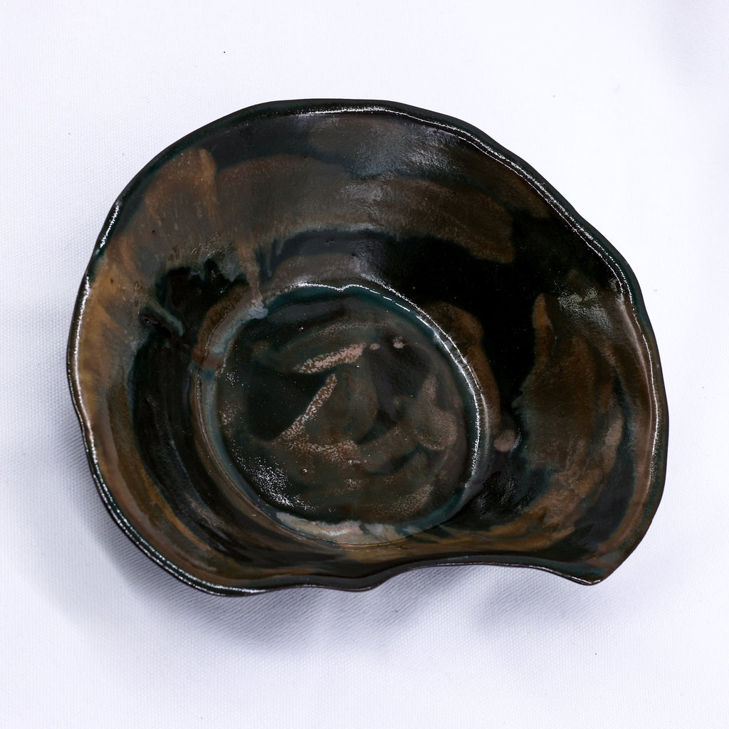 Cobalt Shadow Sea Lava Handmade Ceramic Stoneware Plate