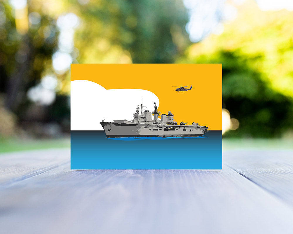Retro Invincible Class Aircraft Carrier Greeting Card